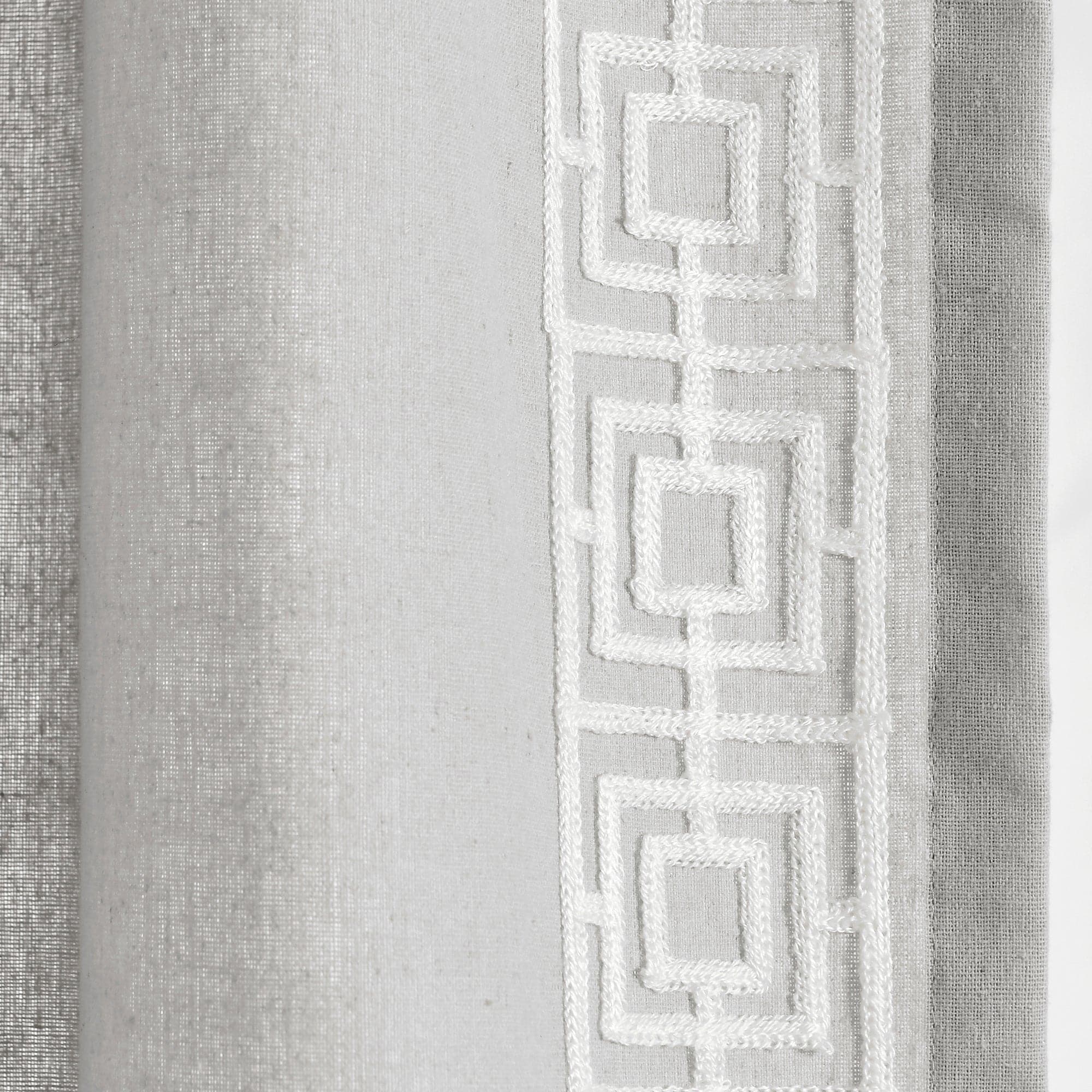 Luxury Modern Square Embroidery Border Window Curtain Panel - Elegant Home Decor for Living Room, Bedroom & Dining Room