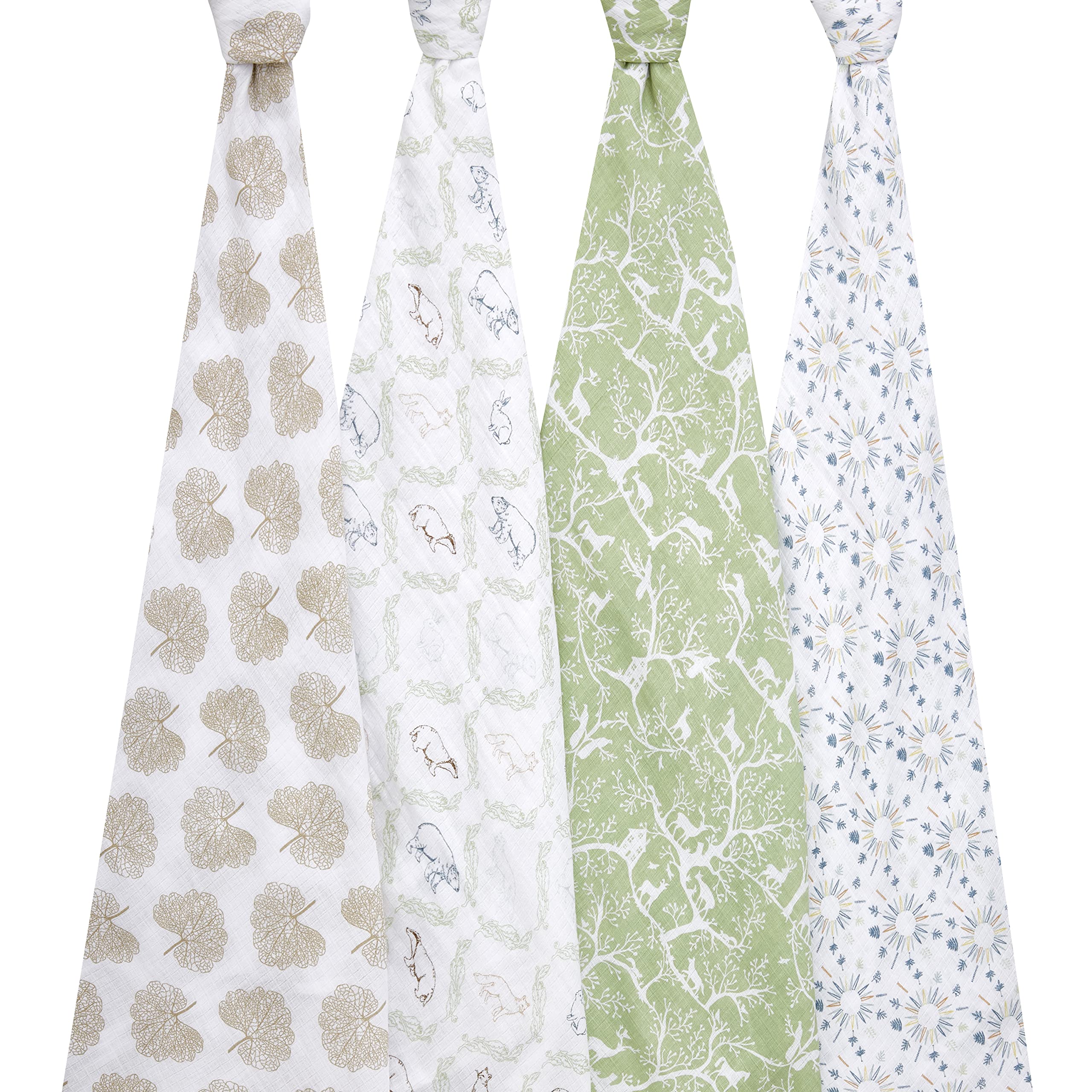 **Aden + Anais 100% Cotton Muslin Swaddle Blankets for Newborns - 4 Pack, Soft Baby Receiving Blankets for Girls & Boys, Breathable Swaddle Wrap for Nursery, Travel & Gifting - Harmony Collection**