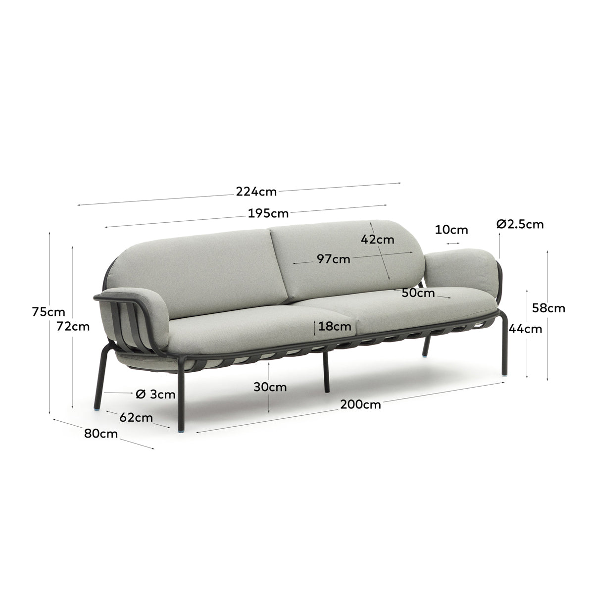 Joncols Outdoor 3-Seat Patio Sofa Set - Waterproof Wicker Furniture for Garden, Poolside, Deck, and Backyard Relaxation