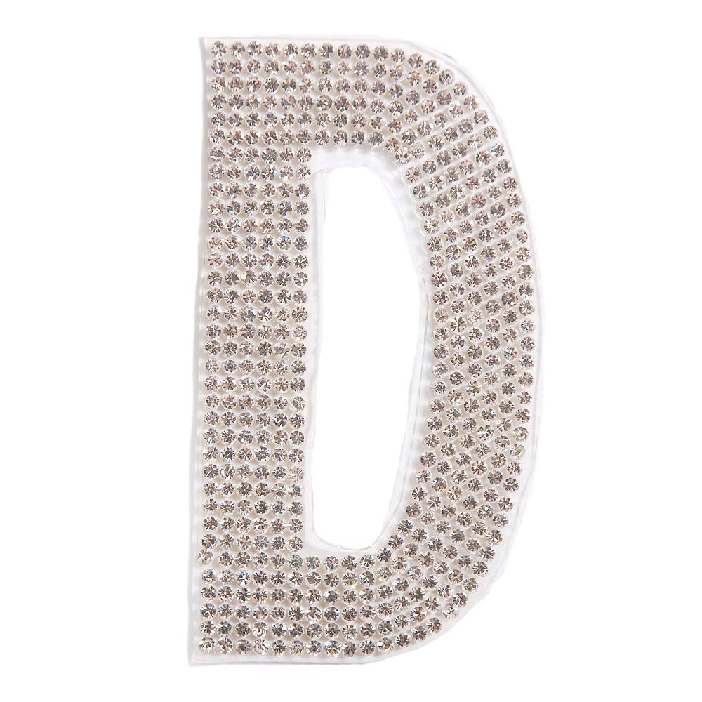 Crystal Alphabet Patches - Letter D Gem Rhinestone Stickers for Wedding Dresses, DIY Clothing & Costume Decoration | Hotfix Glitter Applique for Formal Wear, Bridal Gowns & Party Outfits