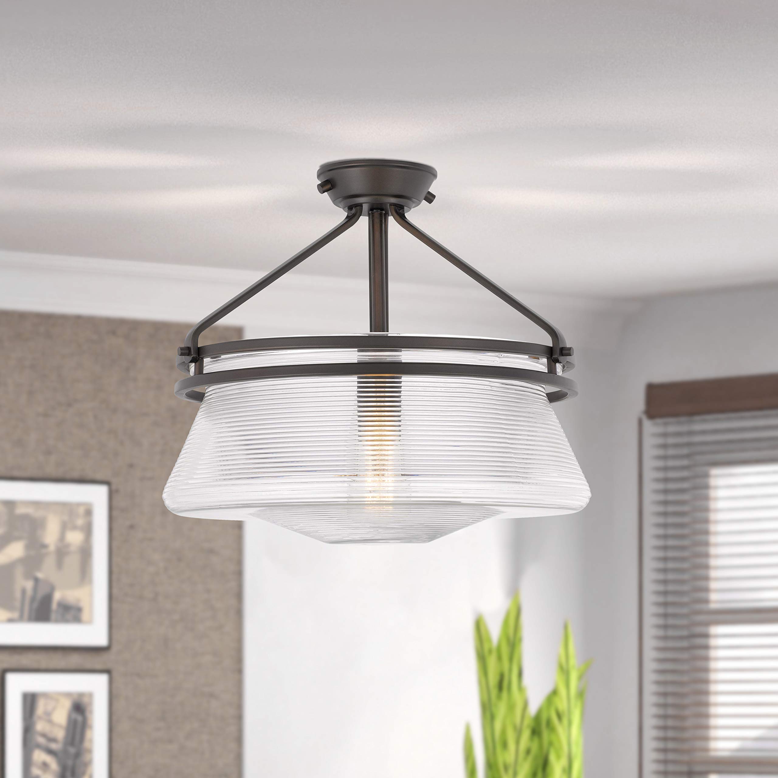 Vintage Semi-Flush Mount Ceiling Light Fixture - 14