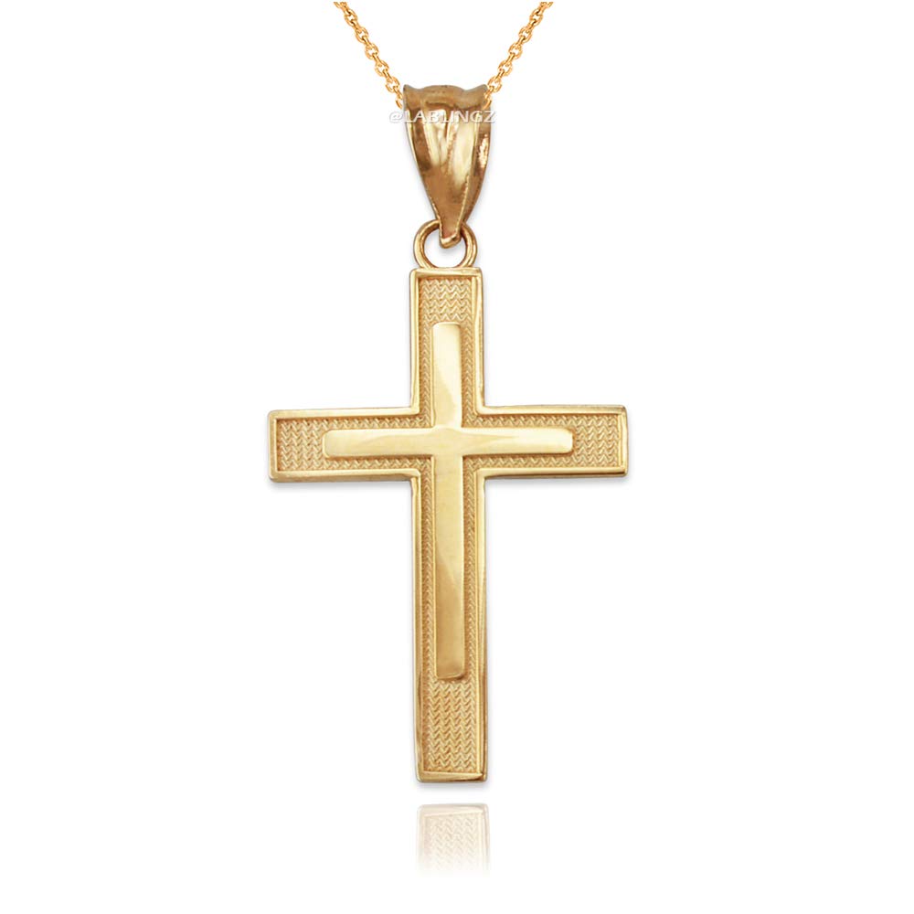 10K Yellow Gold Inner Cross Pendant Necklace for Women - Religious Jewelry Gift for Baptism, Confirmation & Everyday Wear
