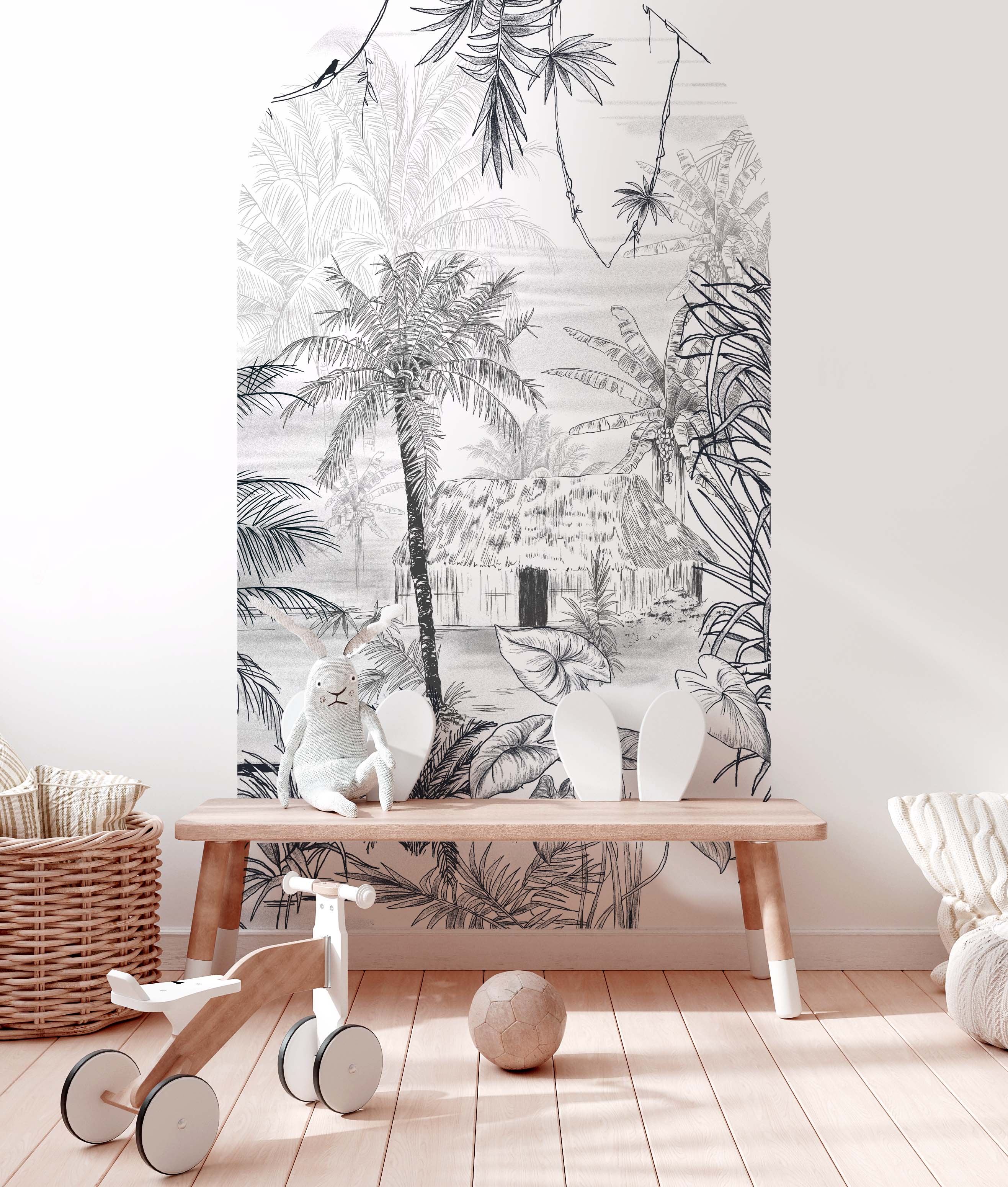 Peel and Stick Arch Wallpaper Decal - Tropical Rainforest Design - Self-Adhesive Wall Mural for Bedroom, Nursery & Living Room Decor