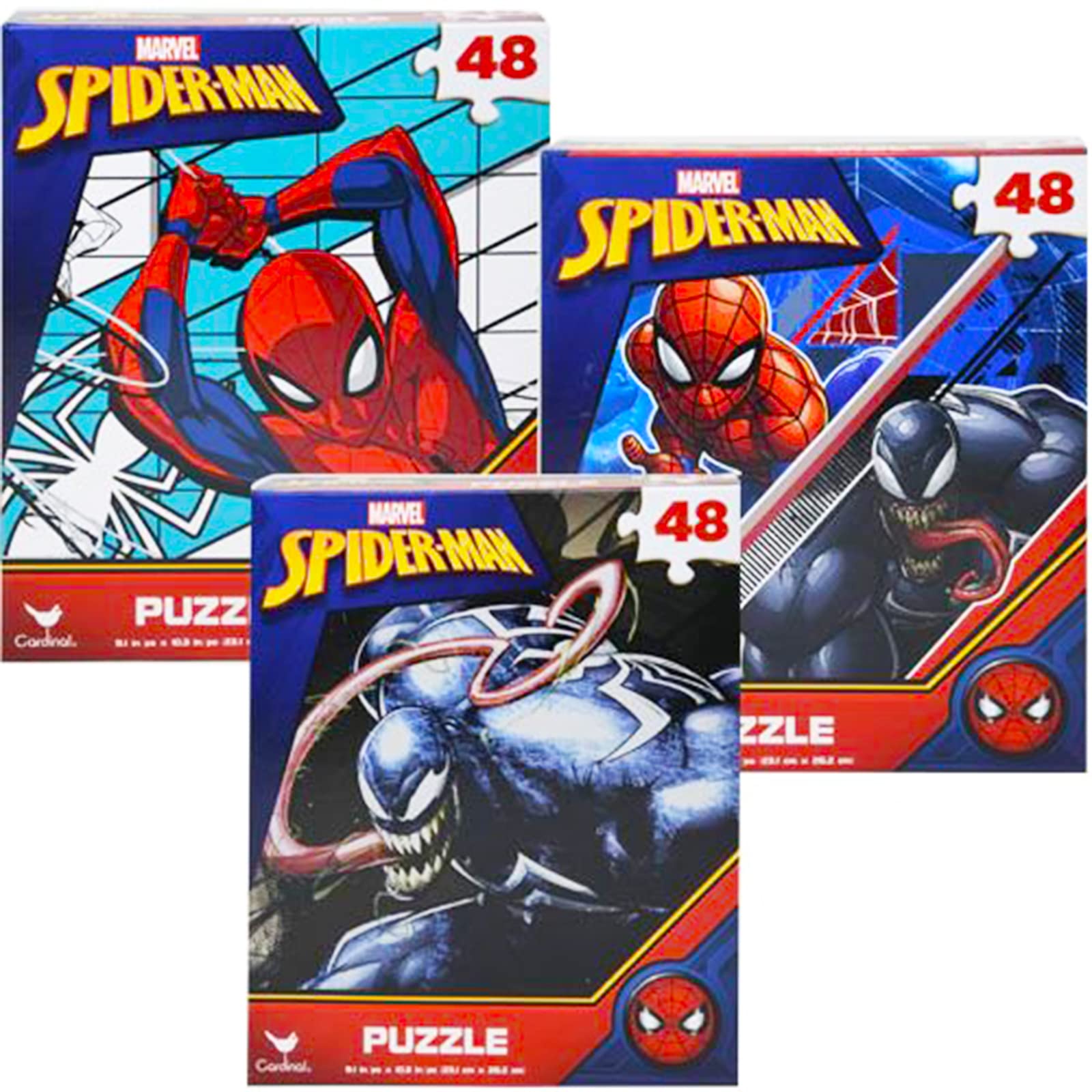 Marvel Spider-Man Puzzle Bundle for Kids - Spiderman & Venom Jigsaw with Stickers | Fun Superhero Game for Birthday & Playtime