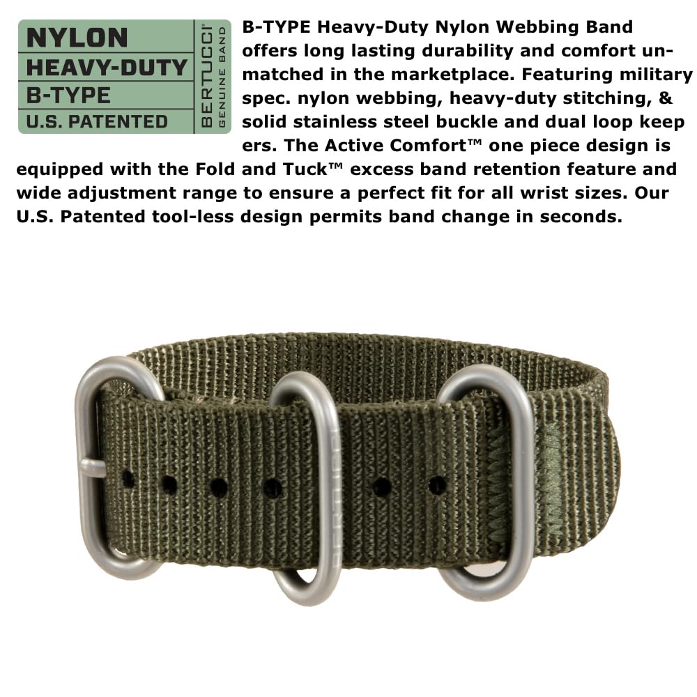 Bertucci A-1S Field Watch - Rugged Military Style Analog Watch with Date Window, Nylon Strap - Perfect for Outdoor Adventures, Hiking & Everyday Wear
