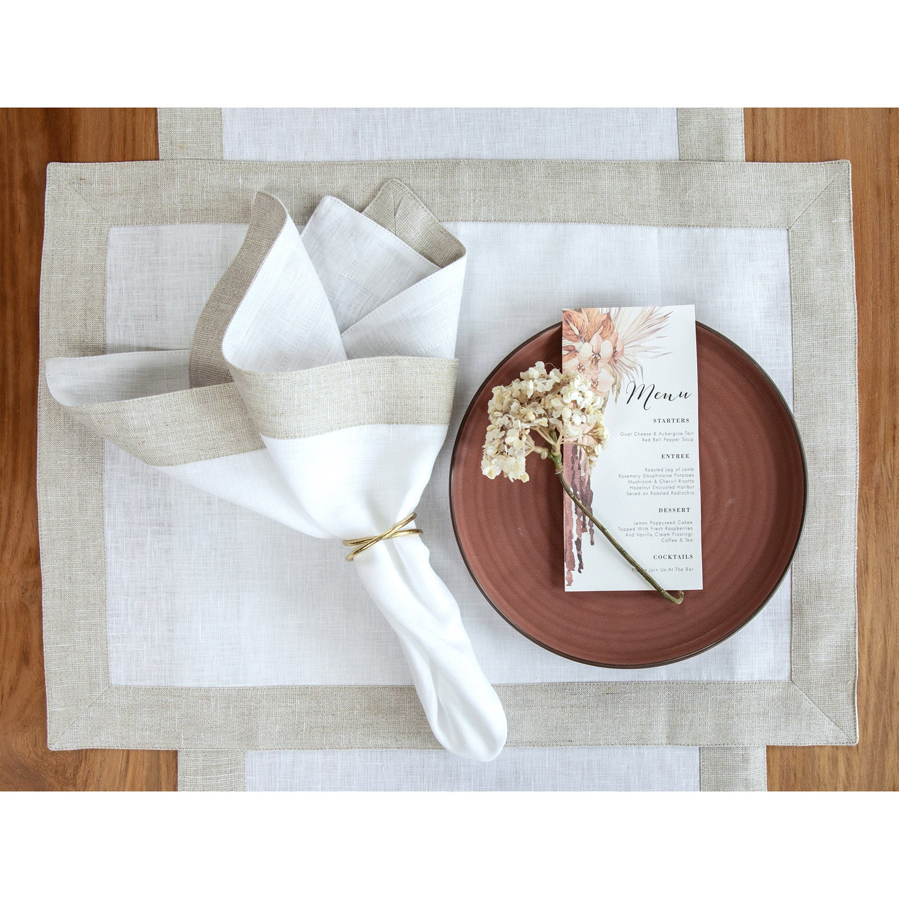 Festive Edge Placemats Set of 4 - Elegant Holiday Table Decor for Christmas, Thanksgiving & Dinner Parties - Waterproof & Washable Round Place Mats