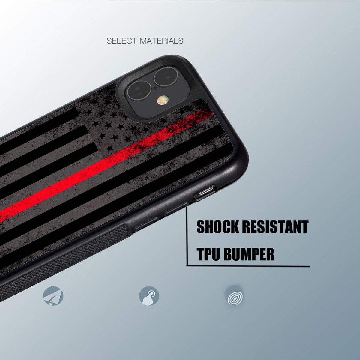 Slim Anti-Scratch Shockproof TPU Case for iPhone 11 Pro Max (6.5 inch 2019) - Thin Red Line American Flag Design | Durable Protective Cover for Everyday Use, Work & Travel