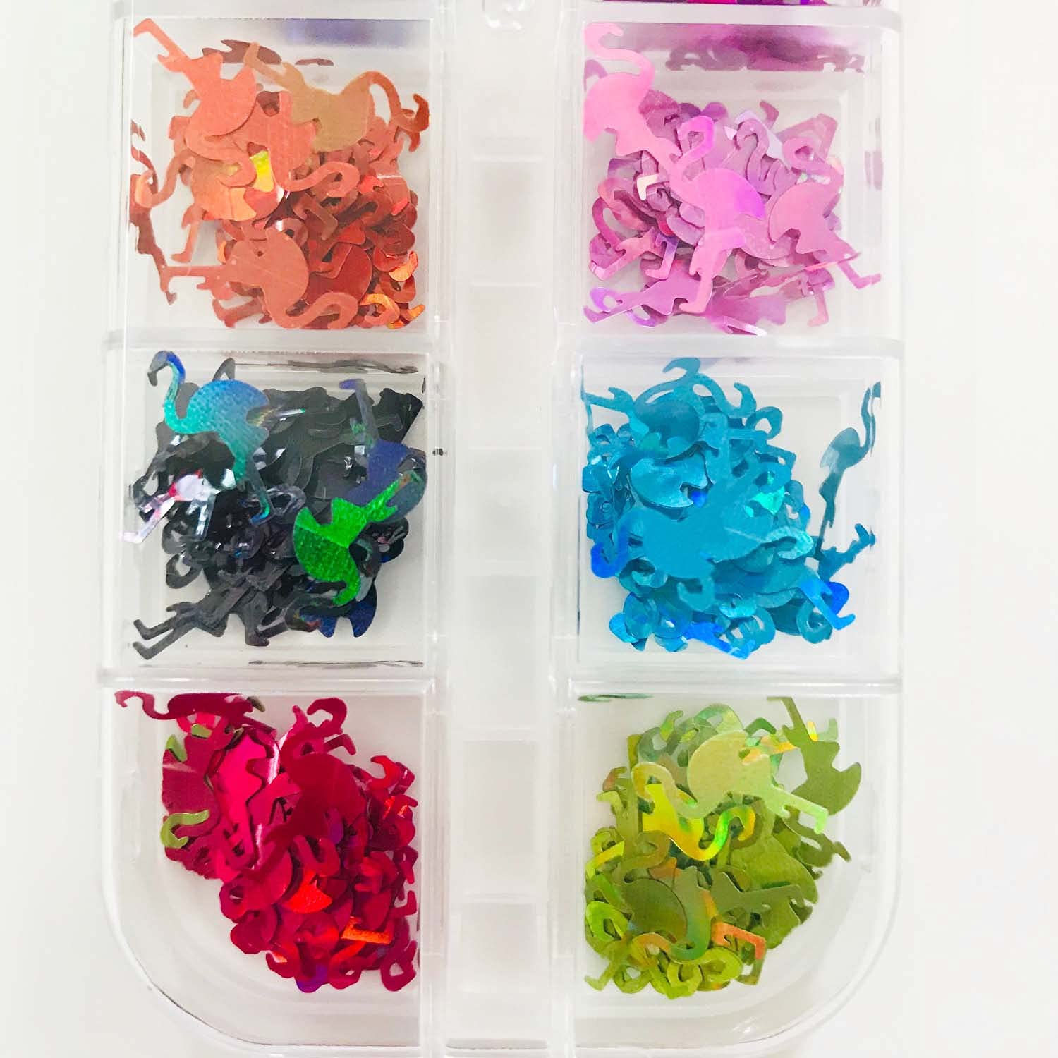 12 Grids Flamingo Nail Art Glitter Sequins - Tropical Nail Decorations for Manicure, DIY Nail Design, Party & Festival Makeup Accessories
