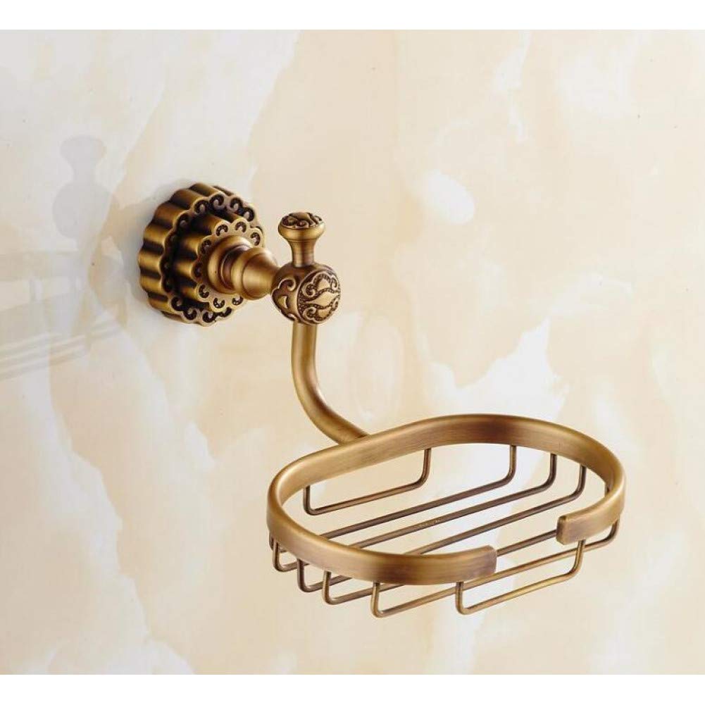 Antique Brass Wall Mounted Soap Dish & Bathroom Shelf - Rustic Bathroom Storage Basket for Soap, Sponges, and Toiletries | Perfect for Farmhouse, Vintage, and Modern Bathroom Decor