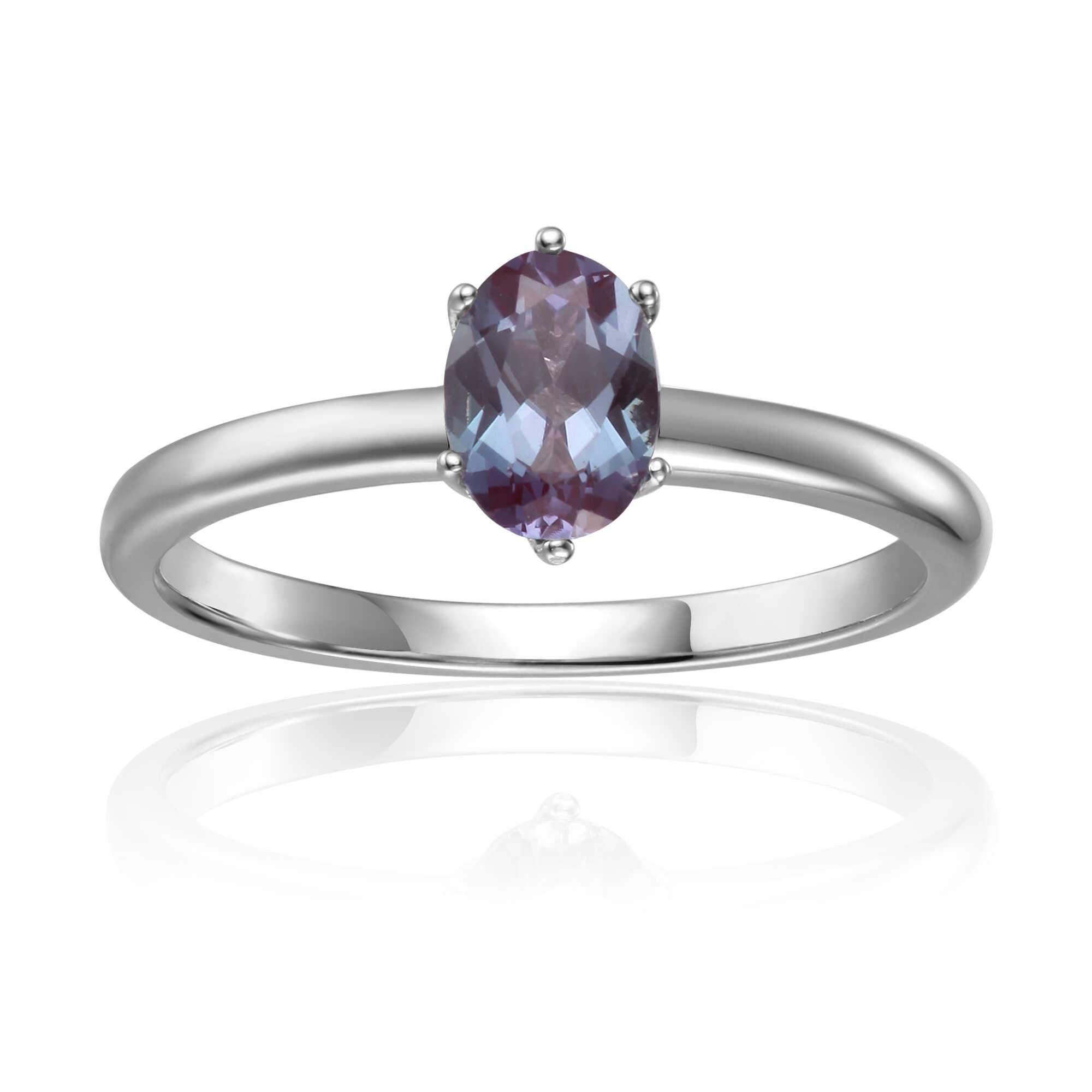 Blue Sapphire Solitaire Ring for Women - 14K White Gold Engagement & Wedding Band - Elegant Promise Ring for Her | Perfect for Proposals, Anniversaries & Special Occasions