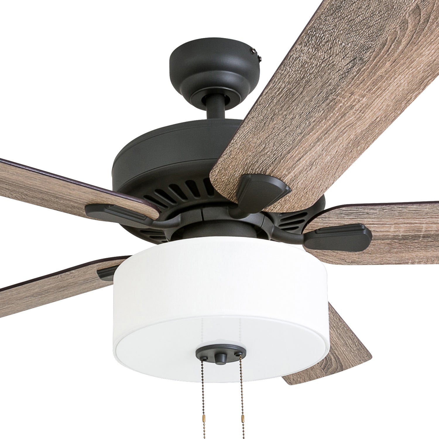 52 Inch Bronze Canoe Ridge Ceiling Fan with Pull Chain - Perfect for Living Rooms, Bedrooms, and Outdoor Patios