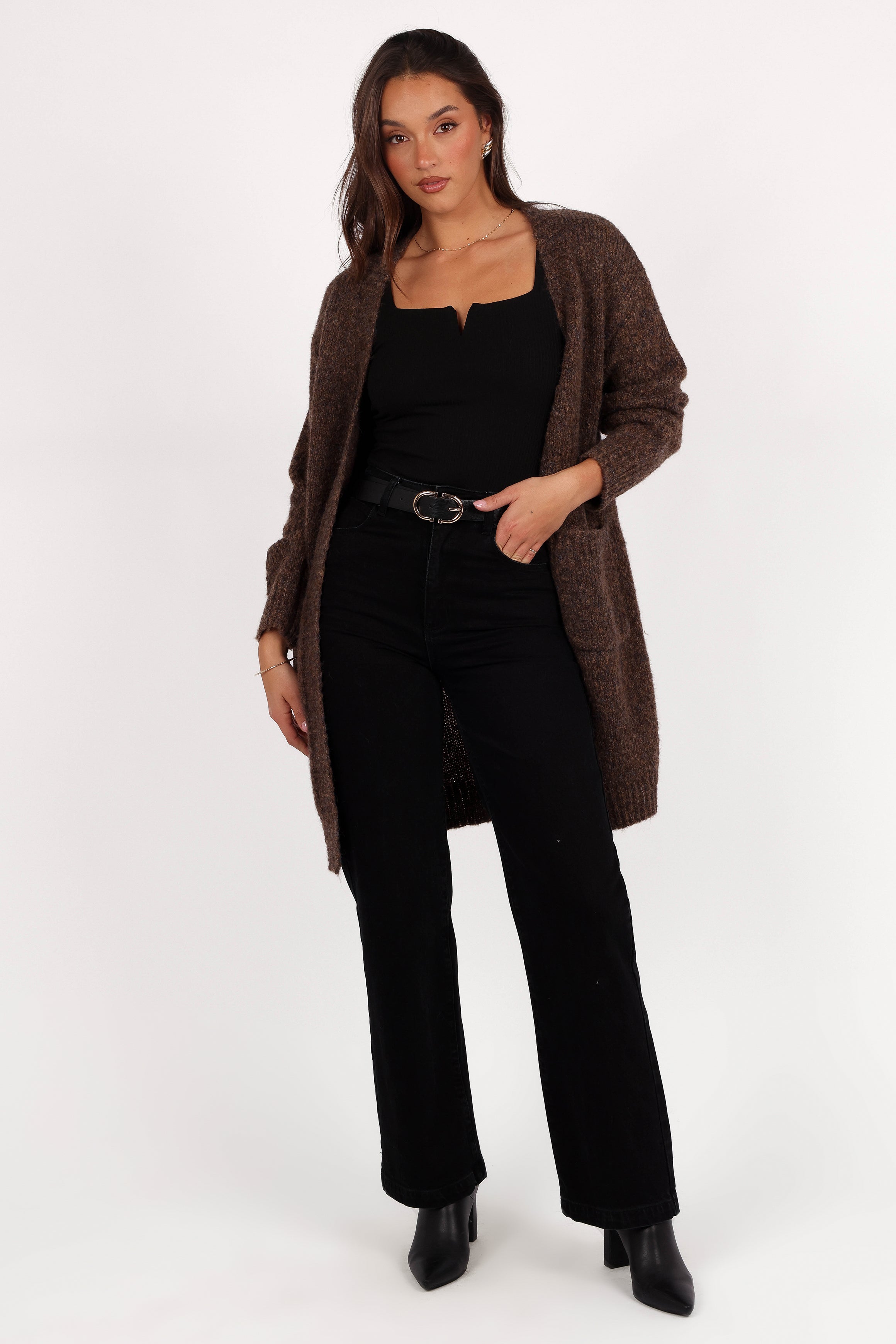 Callan Long Cardigan for Women - Soft & Cozy Brown Open Front Cardigan Sweater | Perfect for Fall, Winter & Layering Outfits