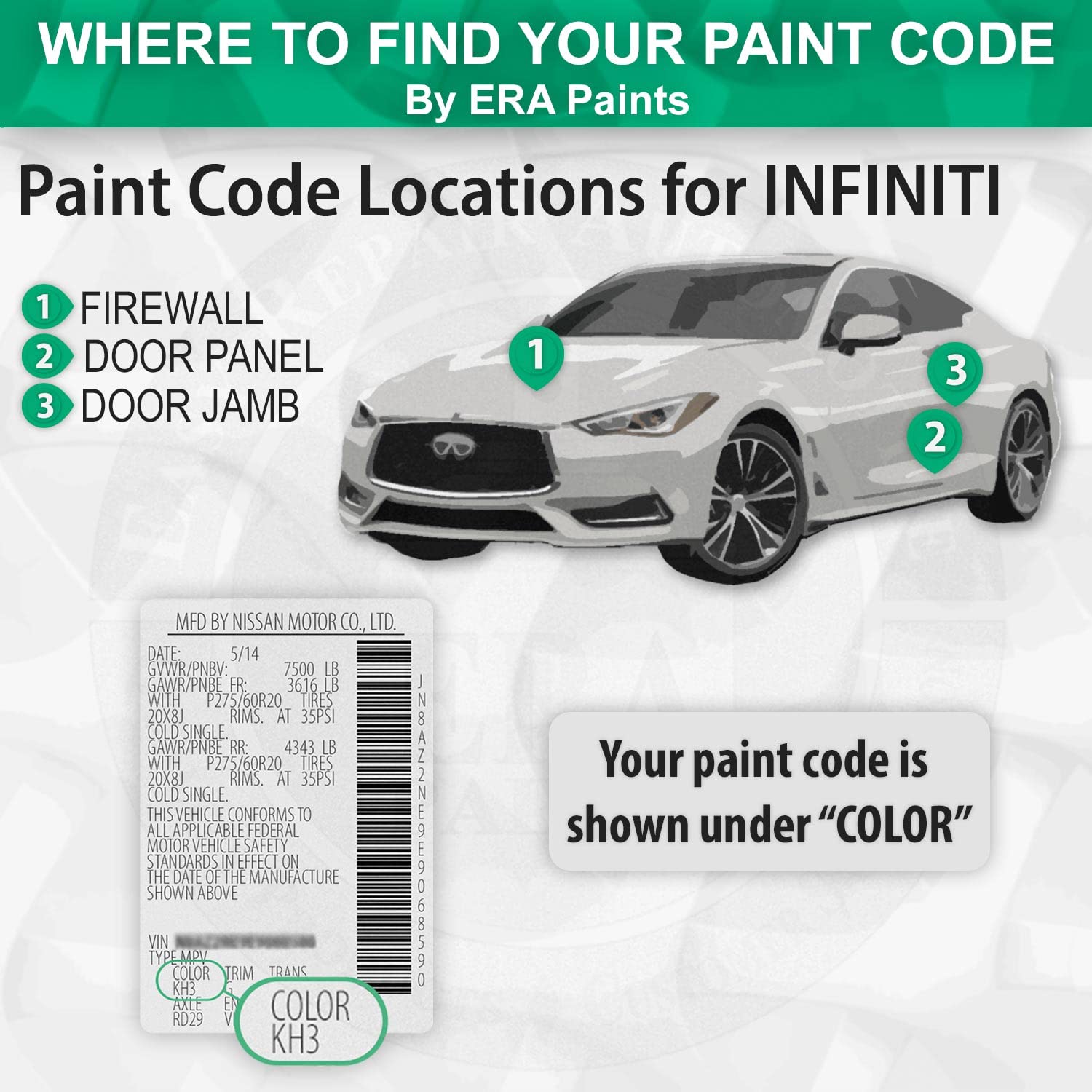 INFINITI Exact Match Automotive Touch Up Paint Spray - ERA Paints GAL Purplish Black Metallic Pro Kit for Scratch Repair & Car Restoration (Perfect for INFINITI G35, G37, Q50, Q60 Models)