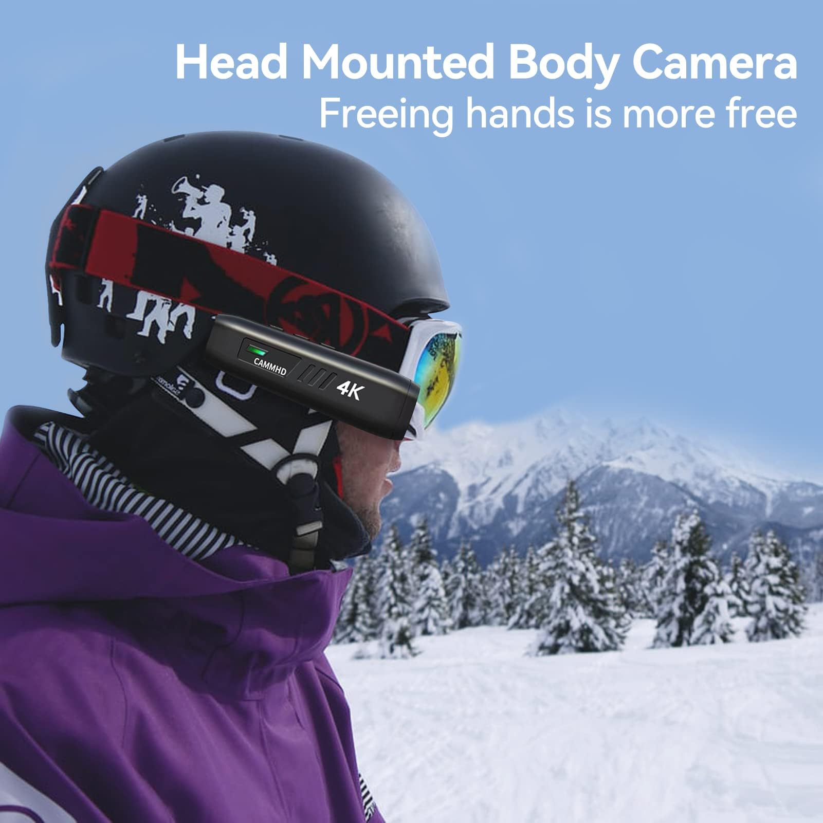 4K WiFi Head Mounted Camera - Anti-Shake Wearable Vlog Camera with 2200mAh Battery & APP Remote Control (32GB) - Perfect for Outdoor Adventures, Sports Recording, and Hands-Free Vlogging