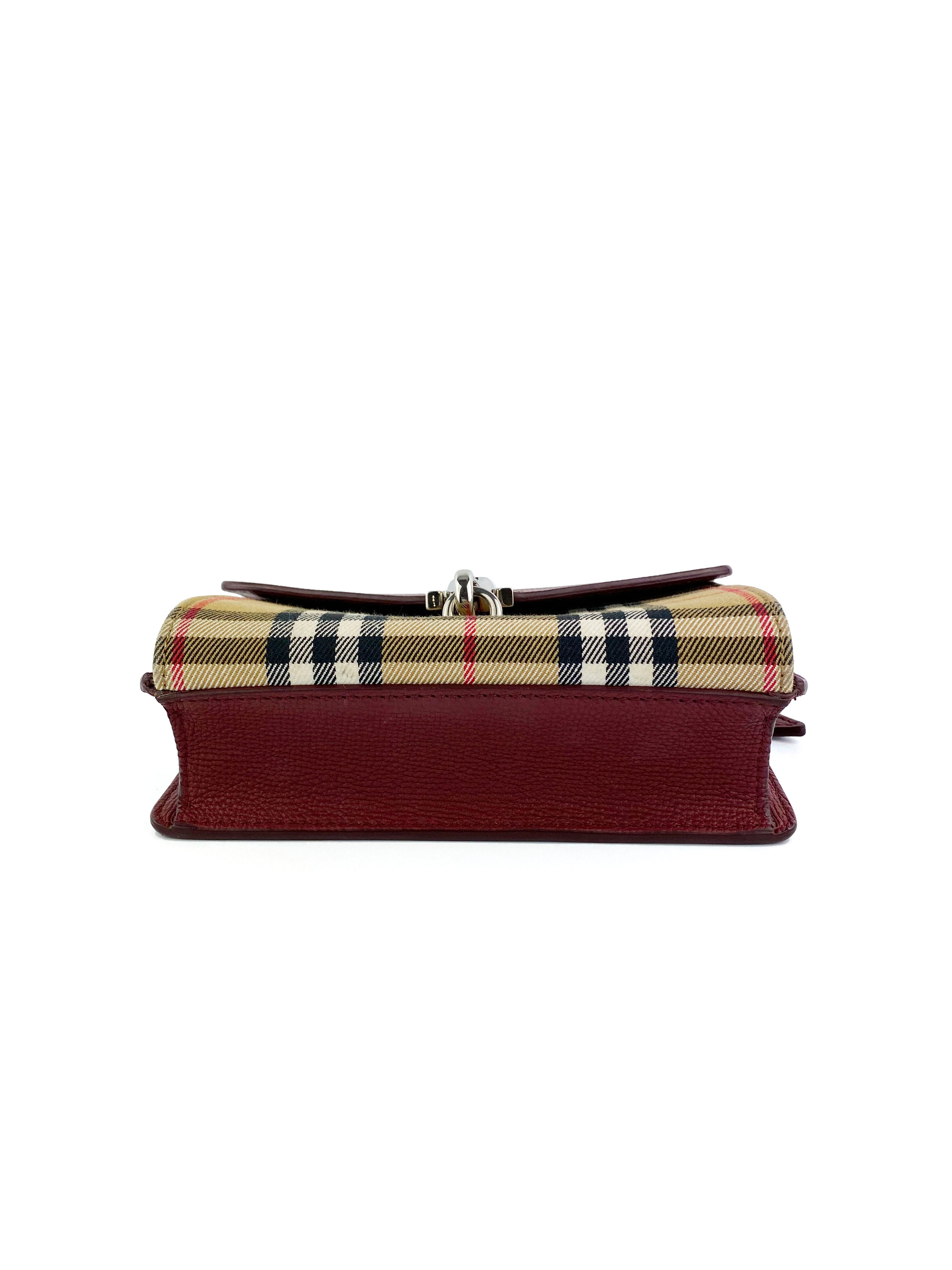 Burberry Red Check Leather Handbag for Women - Luxury Designer Tote & Shoulder Bag for Work, Travel & Everyday Use