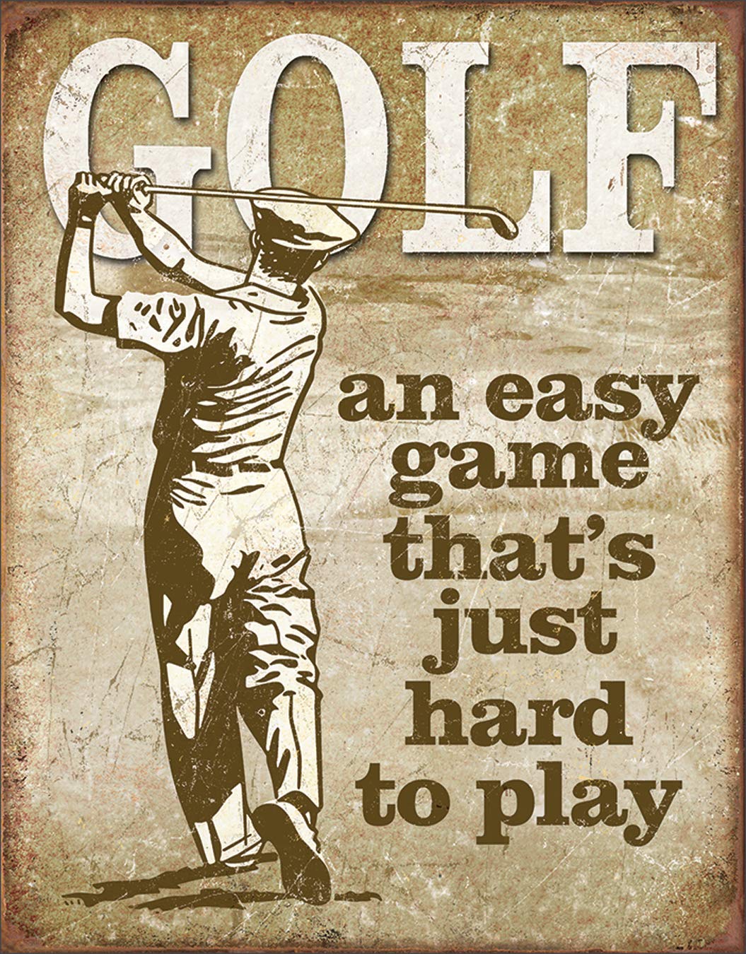Vintage Metal Golf Sign - Retro Tin Wall Decor for Home & Club - 12x16 Inch Golf Game Plaque - Perfect for Man Cave, Sports Bar & Golf Lover Gifts