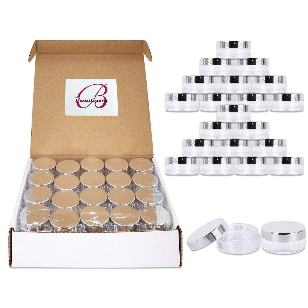 Beauticom 10ml (0.35oz) Clear Plastic Jars with Silver Lids - Leakproof Cosmetic Containers for Lotion, Cream & Ointment Storage (1000-Pack) - Ideal for DIY Beauty Products, Travel Toiletries & Small Craft Organizers