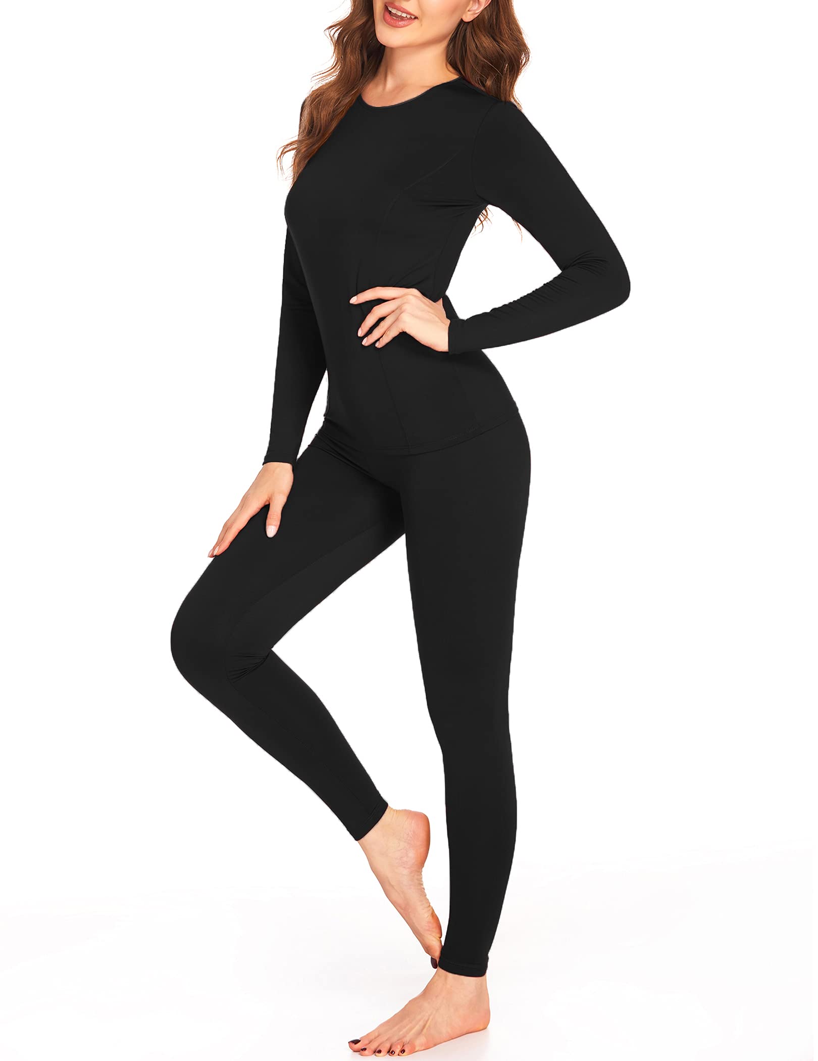 Ekouaer Women's Thermal Underwear Set - Fleece Lined Long Johns for Winter & Outdoor