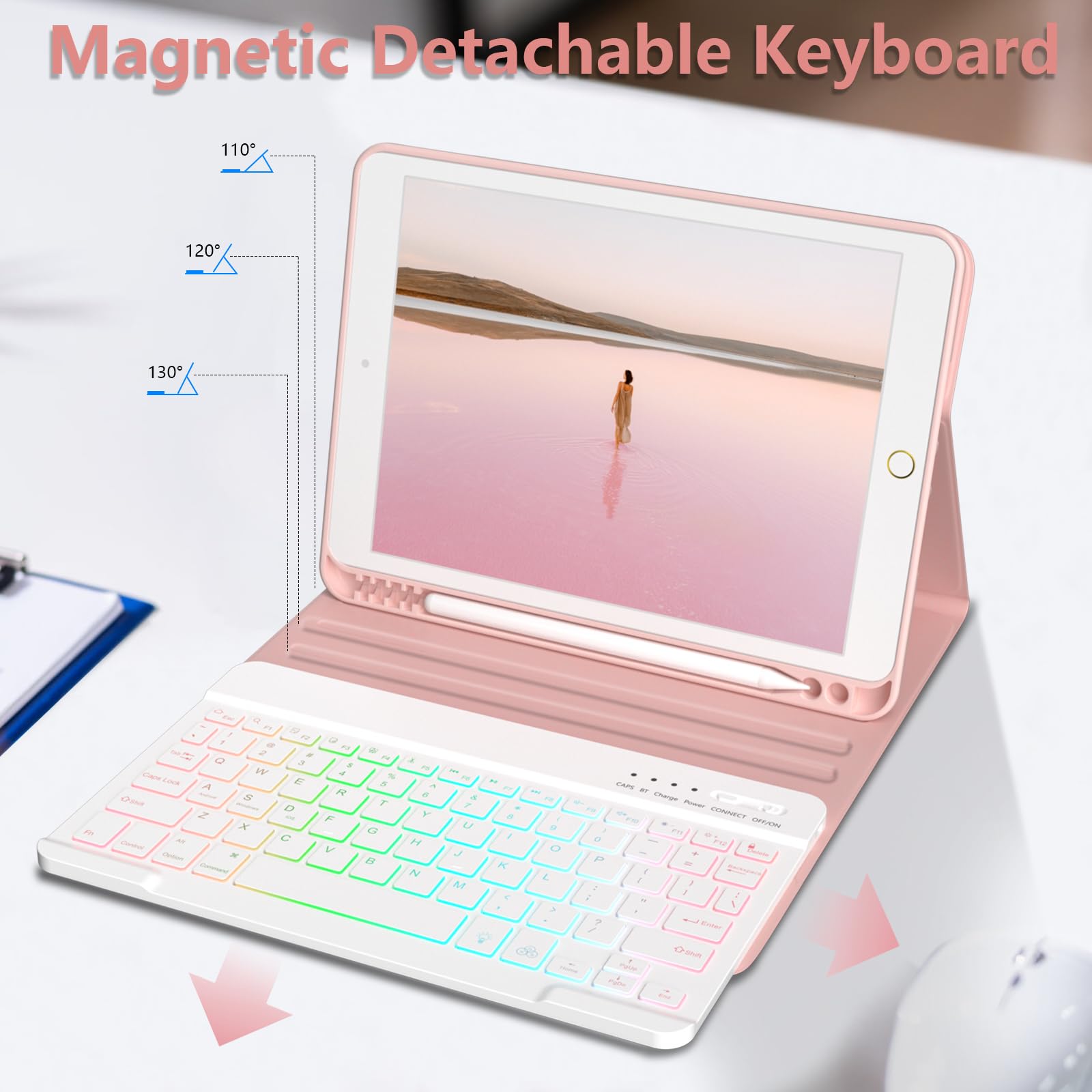 FUWANG 10.2-inch Detachable Backlit Keyboard Case for iPad 9th/8th/7th Gen, iPad Air 3rd Gen & iPad Pro 10.5