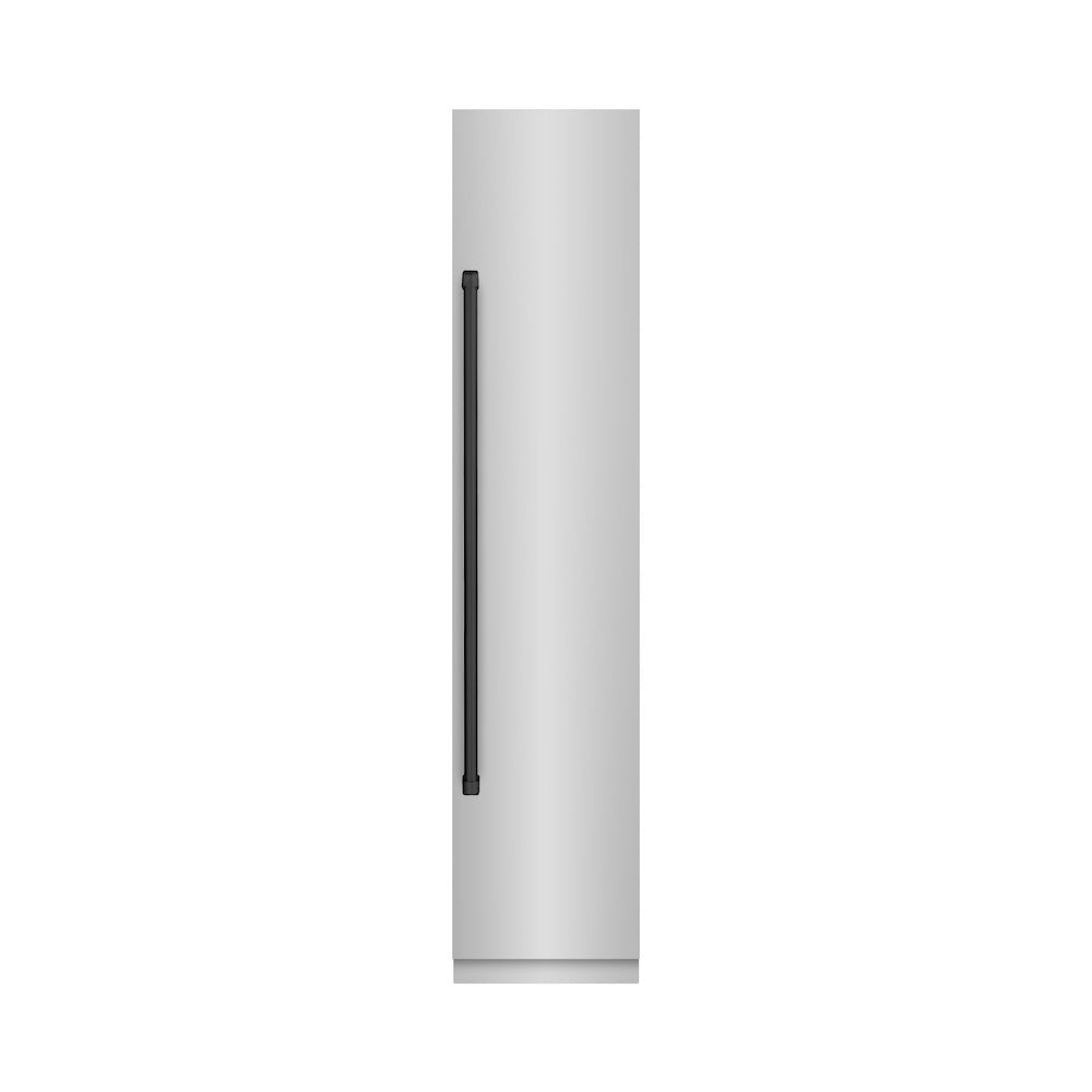 ZLINE Autograph Edition 18 Inch 8.6 Cu Ft Right Hinge Stainless Steel Column Freezer with Graphite Gray Interior & Matte Black Accents (RCFVRZ 30418 MB) - Perfect for Home Bars, Basements, and Commercial Kitchens