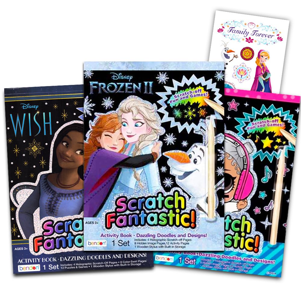 Disney Frozen Scratch Art for Kids - 3 Books with Stickers for Creative Play