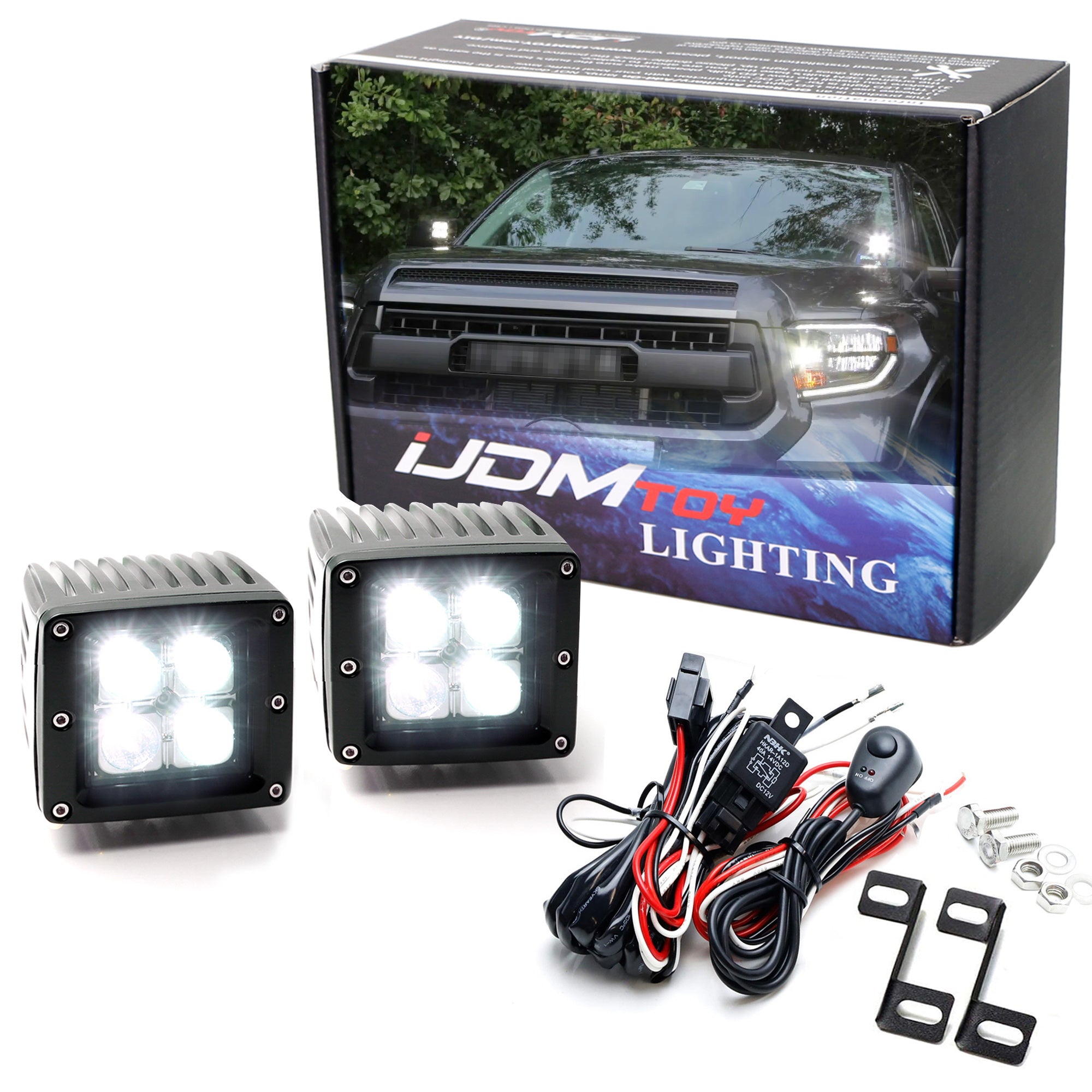 40W CREE LED Pod Light Kit with A-Pillar Brackets & Wiring Harness for 2007-2021 Toyota Tundra - Off-Road Lighting, Fog Lights, Truck Accessories