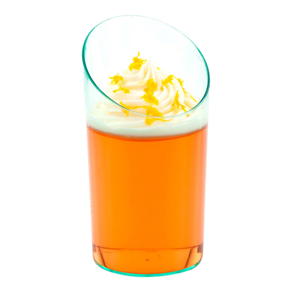 100-Pack 3 oz Round Seagreen Plastic Incline Shot Glasses & 100 Silver Mini Plastic Forks - Perfect for Parties, Bars, and Cocktail Events