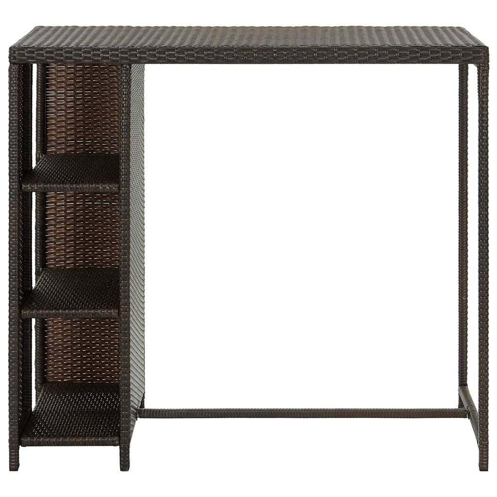 Brown Poly Rattan Bar Table with Storage Rack - 47.2x23.6x43.3 Inch Small Bistro Dining Table Set for Kitchen, Living Room & Bar Area | Perfect for Small Spaces, Breakfast Nooks & Outdoor Entertaining
