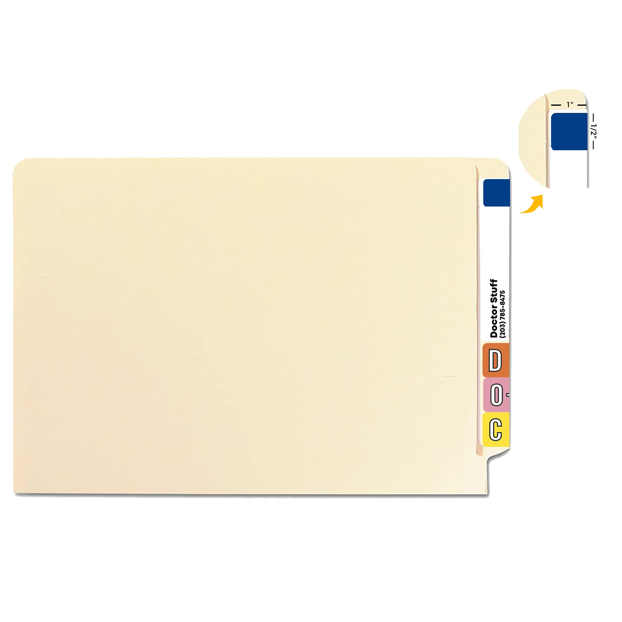 Solid Color File Folder Labels - Dark Blue Vinyl Stickers, 1/2