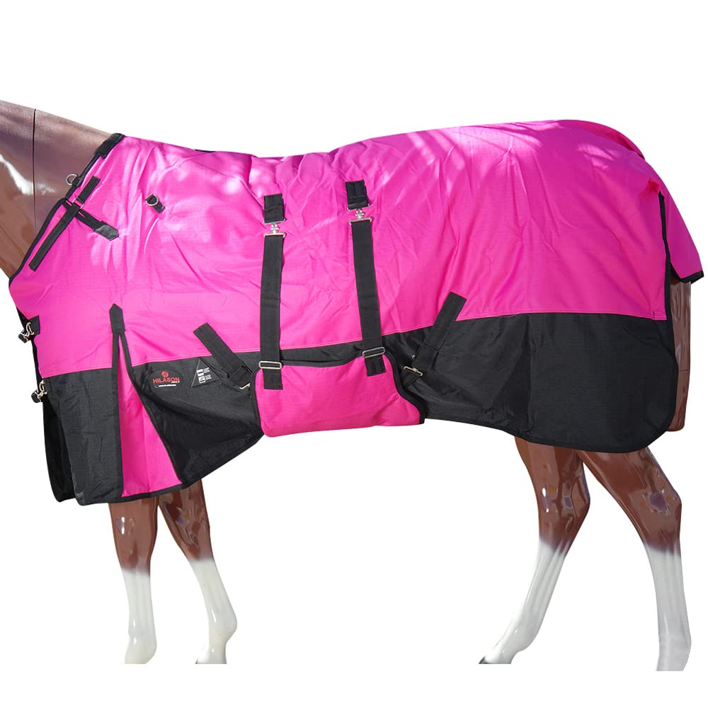 HILASON 1200D Winter Waterproof Poly Horse Blanket with Belly Wrap - Heavy Duty Turnout Blanket for Horses 78 Inch - Ideal for Cold Weather, Rain & Snow Protection - Perfect for Stables, Riding & Outdoor Activities