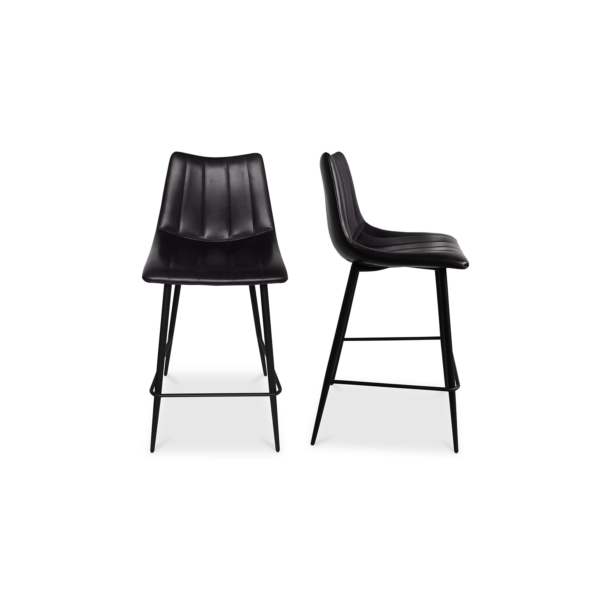 Alibi Counter Stool Set of 2 - Matte Black Bar Stools for Kitchen Island, Breakfast Nook & Home Bar