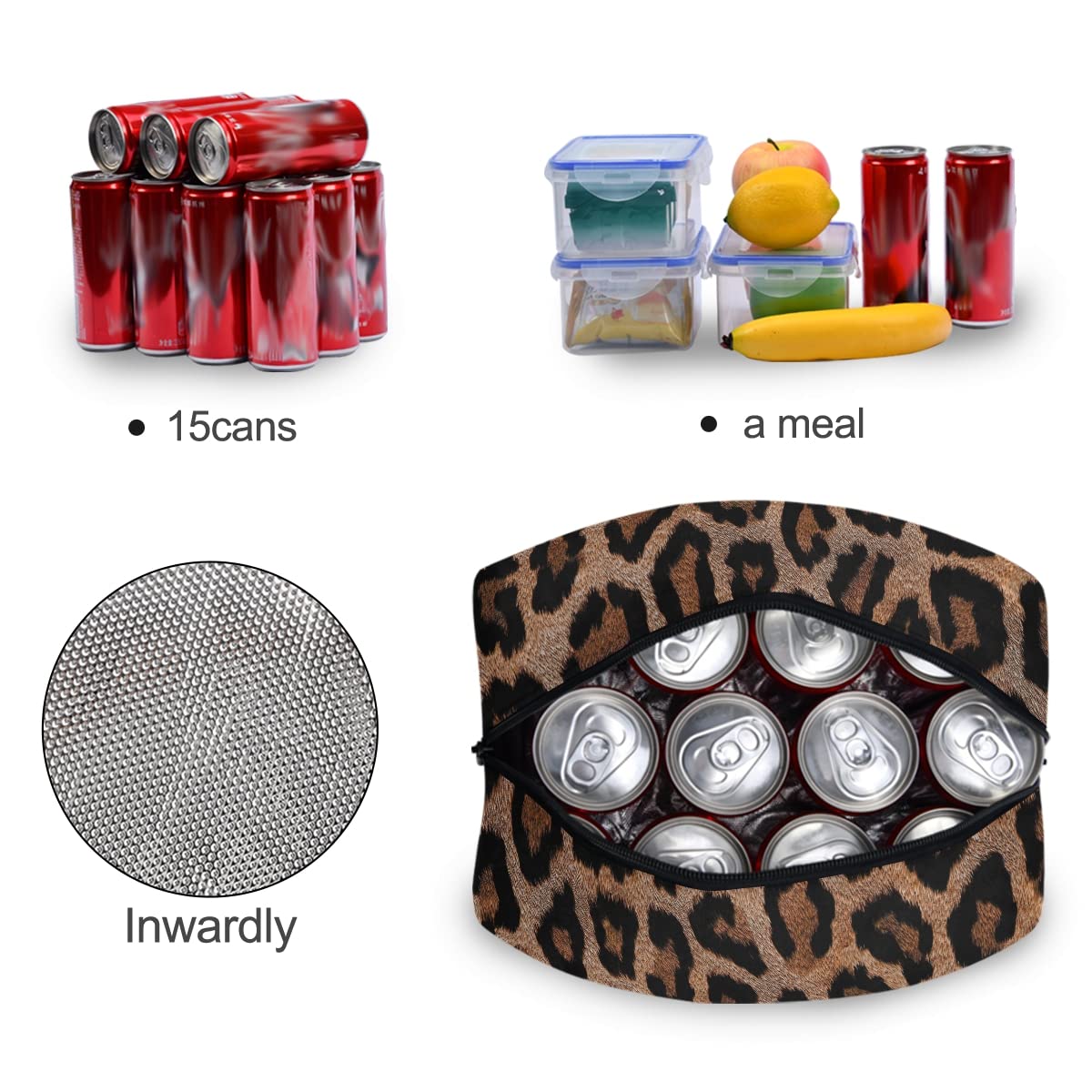 Leopard Print Insulated Lunch Bag for Women & Men - Reusable Cooler Tote for School, Office, Picnic - Leakproof Lunch Box for Kids, Teens & Adults (Perfect for Work, Travel & Outdoor Activities)