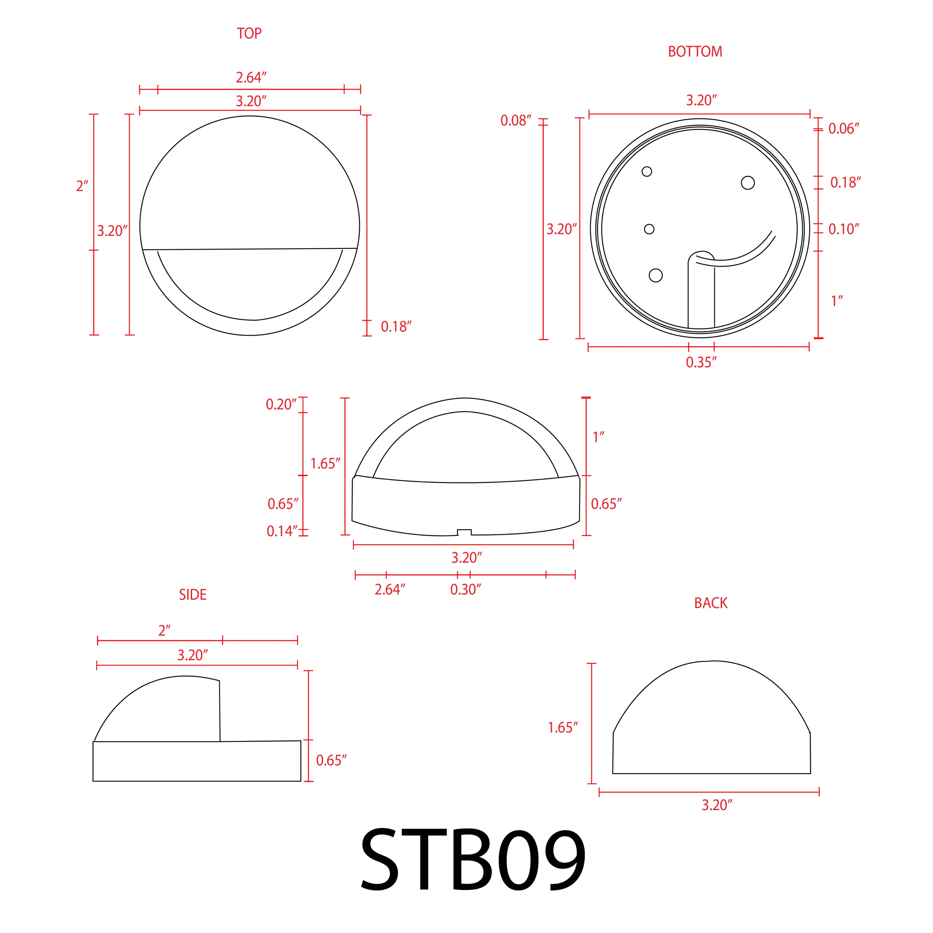 STB09 12V LED Round Deck Light - Waterproof Surface Mount Landscape Lighting for Patio, Garden, Pathway & Outdoor Steps