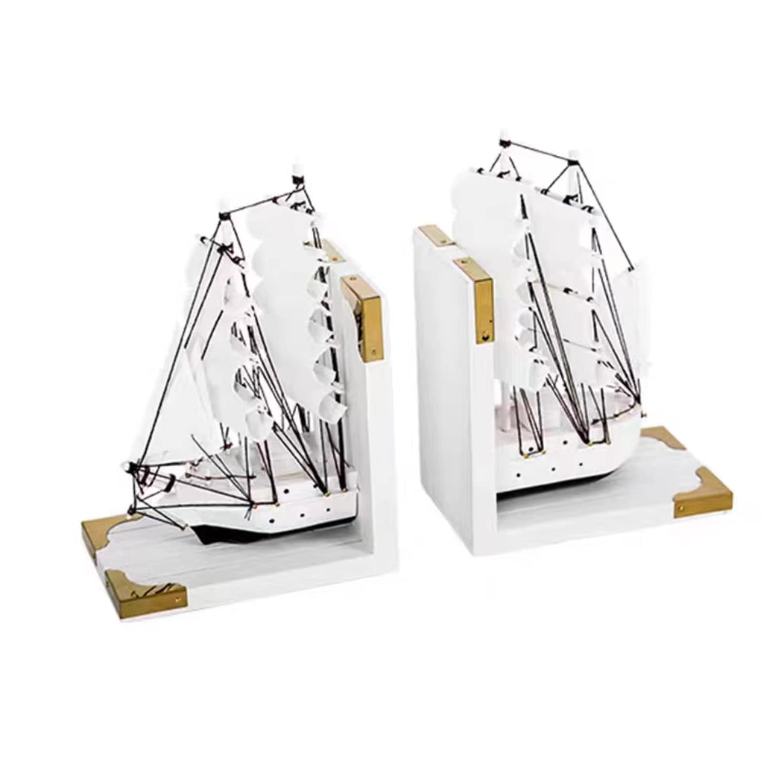 Lincheer Creative Sailboat Bookends - Modern Decorative Bookshelf Ornaments for Office & Home Decor, White - Perfect for Nautical Theme Rooms, Kids' Bookshelves, and Office Desks