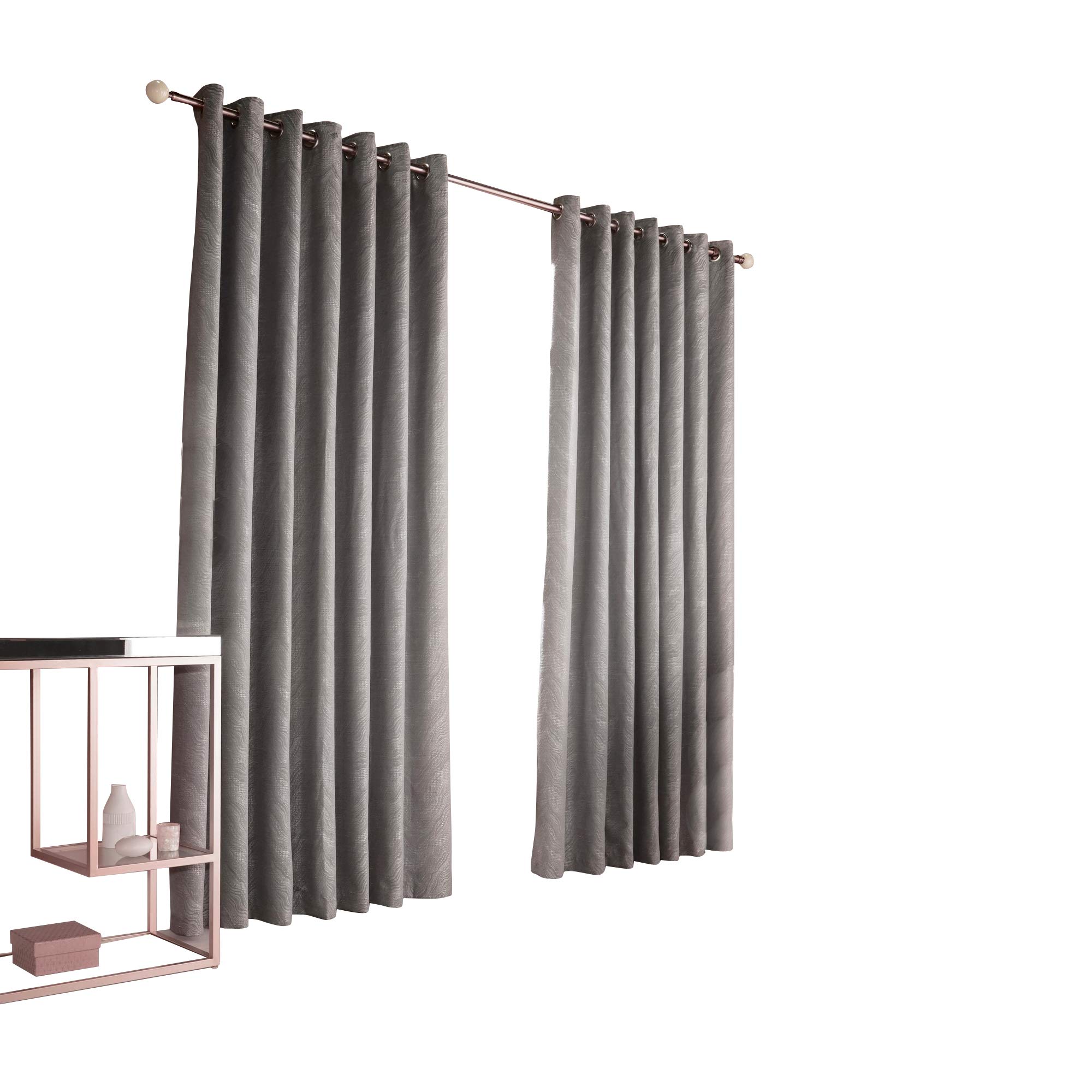 Himalayan Jacquard Design Eyelet Curtains - Set of 2 Panels, Elegant Window Treatments for Living Room & Bedroom