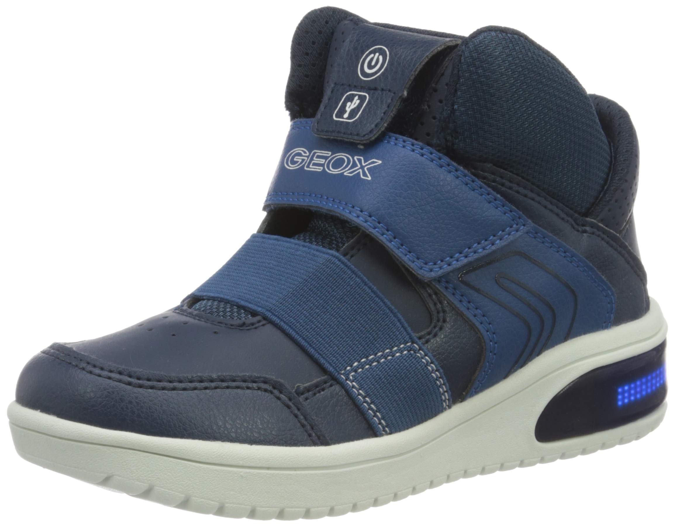 Geox Boys J Xled Sneakers - Lightweight Breathable Kids Running Shoes for School & Outdoor Play | Comfortable Sneakers for Active Boys