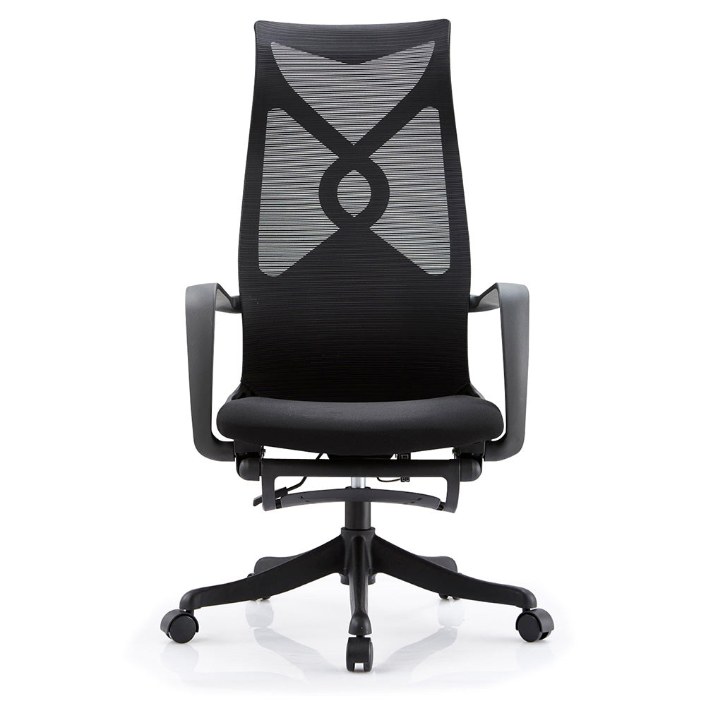 Murry High Back Office Chair with Retractable Footrest - Ergonomic Executive Desk Chair with Lumbar Support, Swivel & Tilt Function - Black - Perfect for Home Office, Gaming & Workspace Comfort