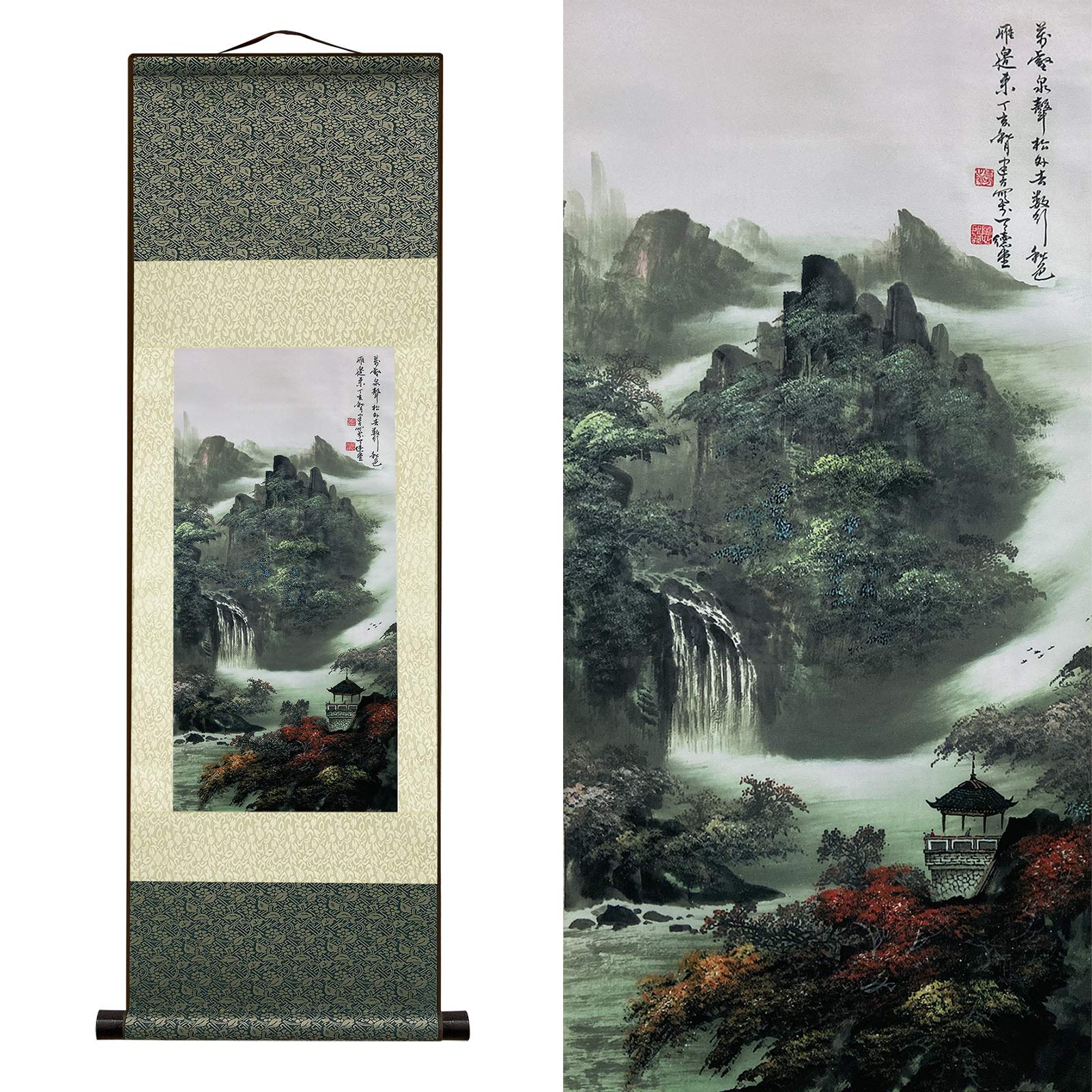 Exquisite Chinese Silk Scroll Painting - Traditional Asian Wall Art Decor for Home & Office | Feng Shui Wall Hanging, Living Room Decor, Zen Meditation Space