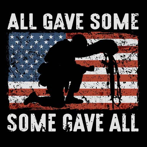 All Gave Some Some Gave All Patriotic Slouchy T-Shirt with American Flag Print - Comfortable Casual Tee for Veterans Day, Memorial Day & Everyday Wear