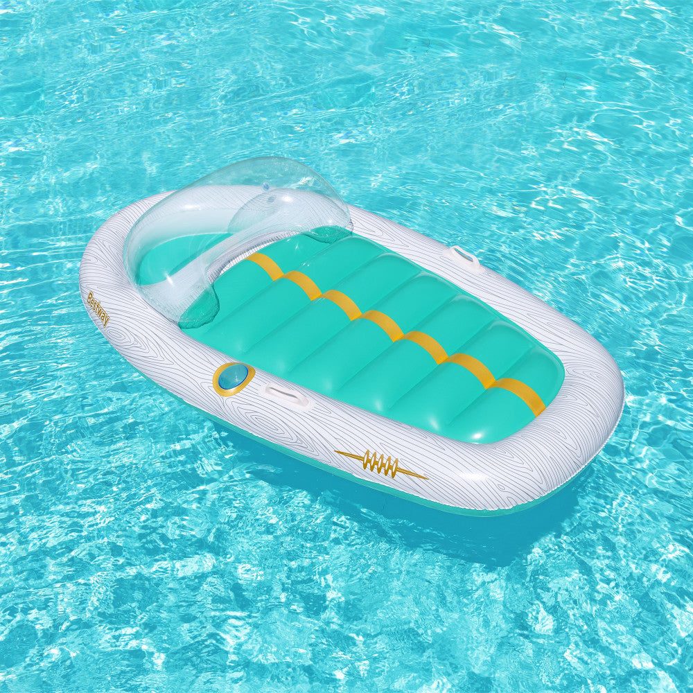 Bestway H2OGO! Vacation Yacht Lounge Inflatable Pool Float - 7'1 x 46 Inches, Teal & White - Perfect for Summer Pool Parties, Beach Relaxation & Backyard Lounging