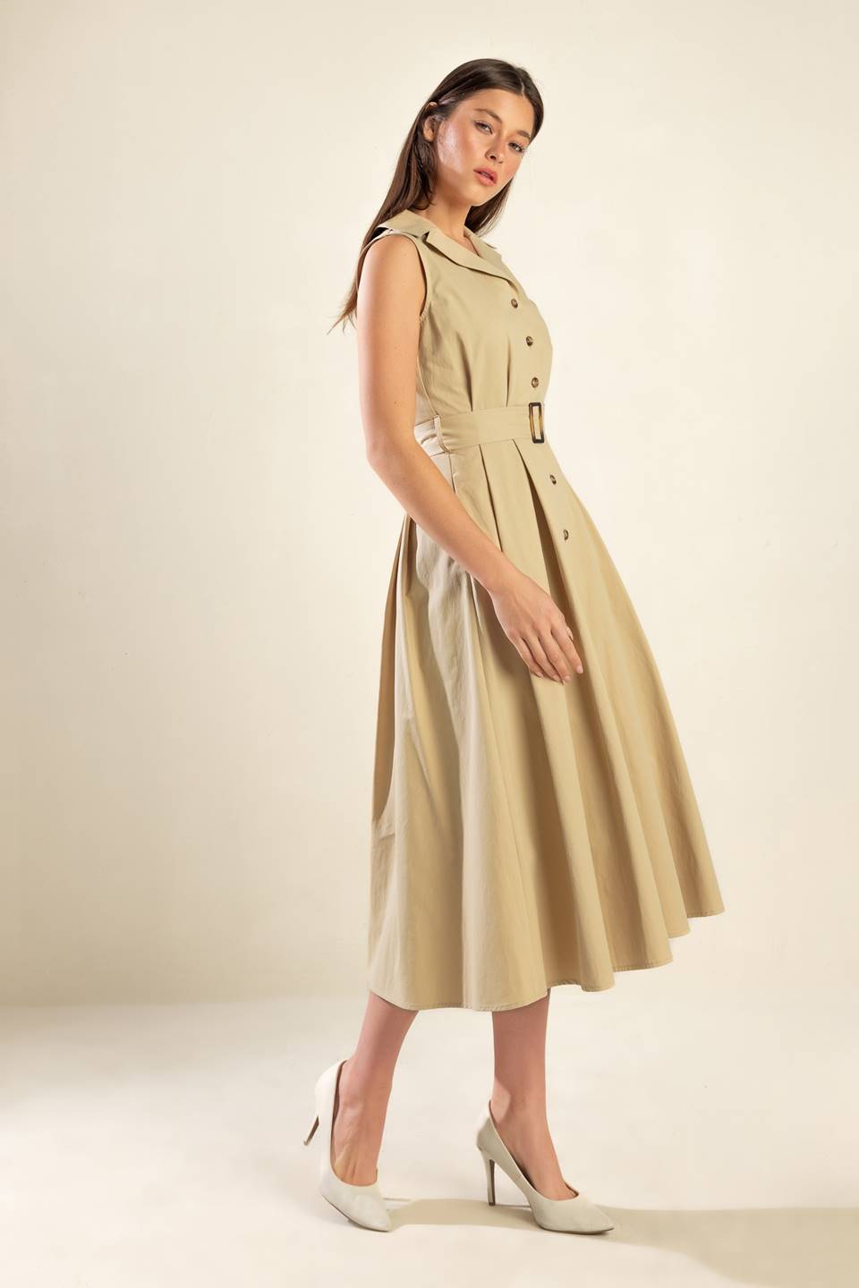 IDEAL APPROACH WOVEN MIDI DRESS - Women's Flowy Summer Dress for Casual Wear, Beach Outings & Date Nights