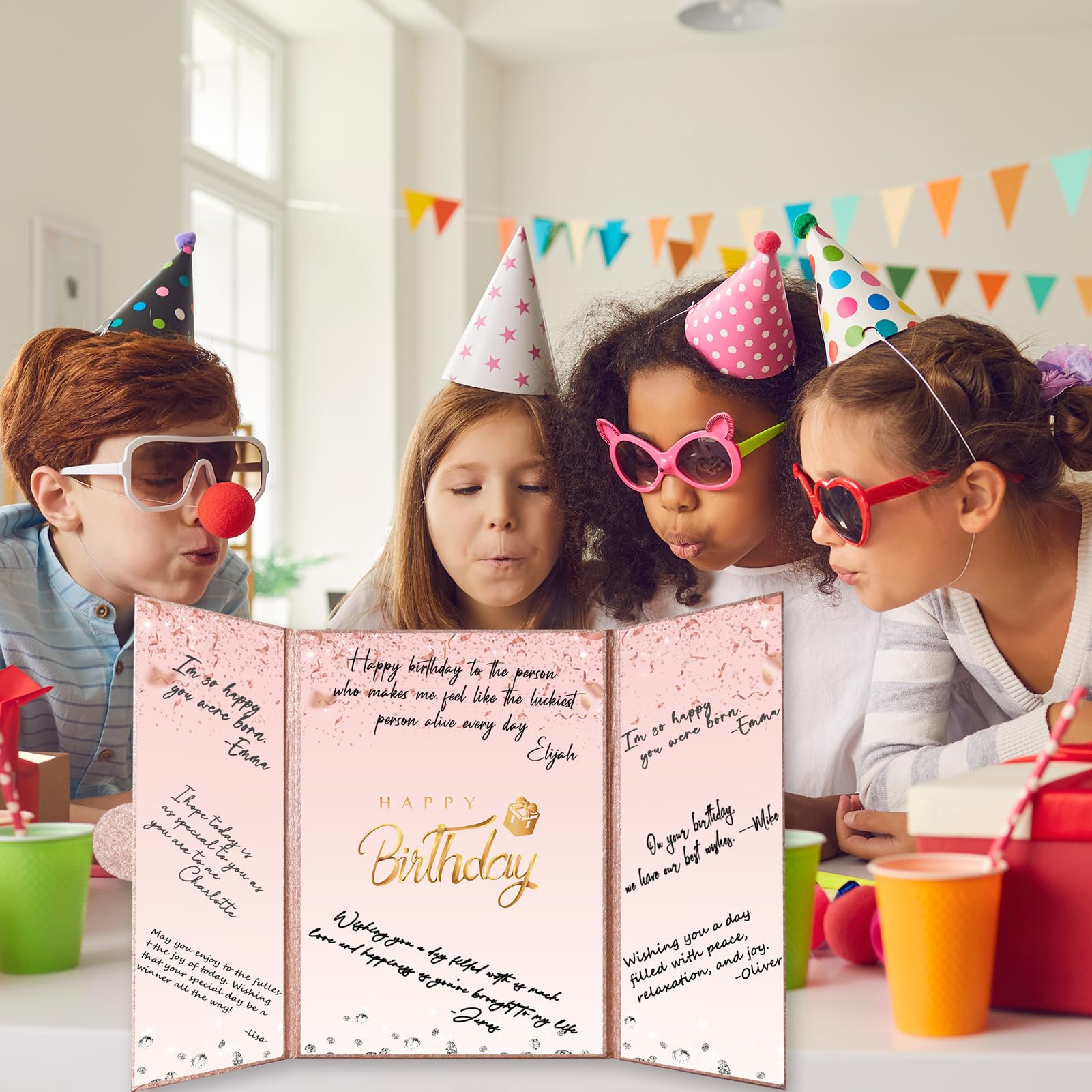 Rose Gold Happy Birthday Guest Book - 18x12 Inch Elegant Birthday Sign in Book Alternative for Women & Girls | Perfect Birthday Party Decor, Bridal Shower Gift & Celebration Keepsake