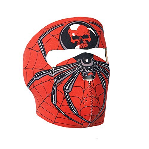 Hot Leathers Spider Neoprene Face Mask (Red) - Breathable & Adjustable for Outdoor Activities, Motorcycle Riding & Costume Parties - Model FMA1001