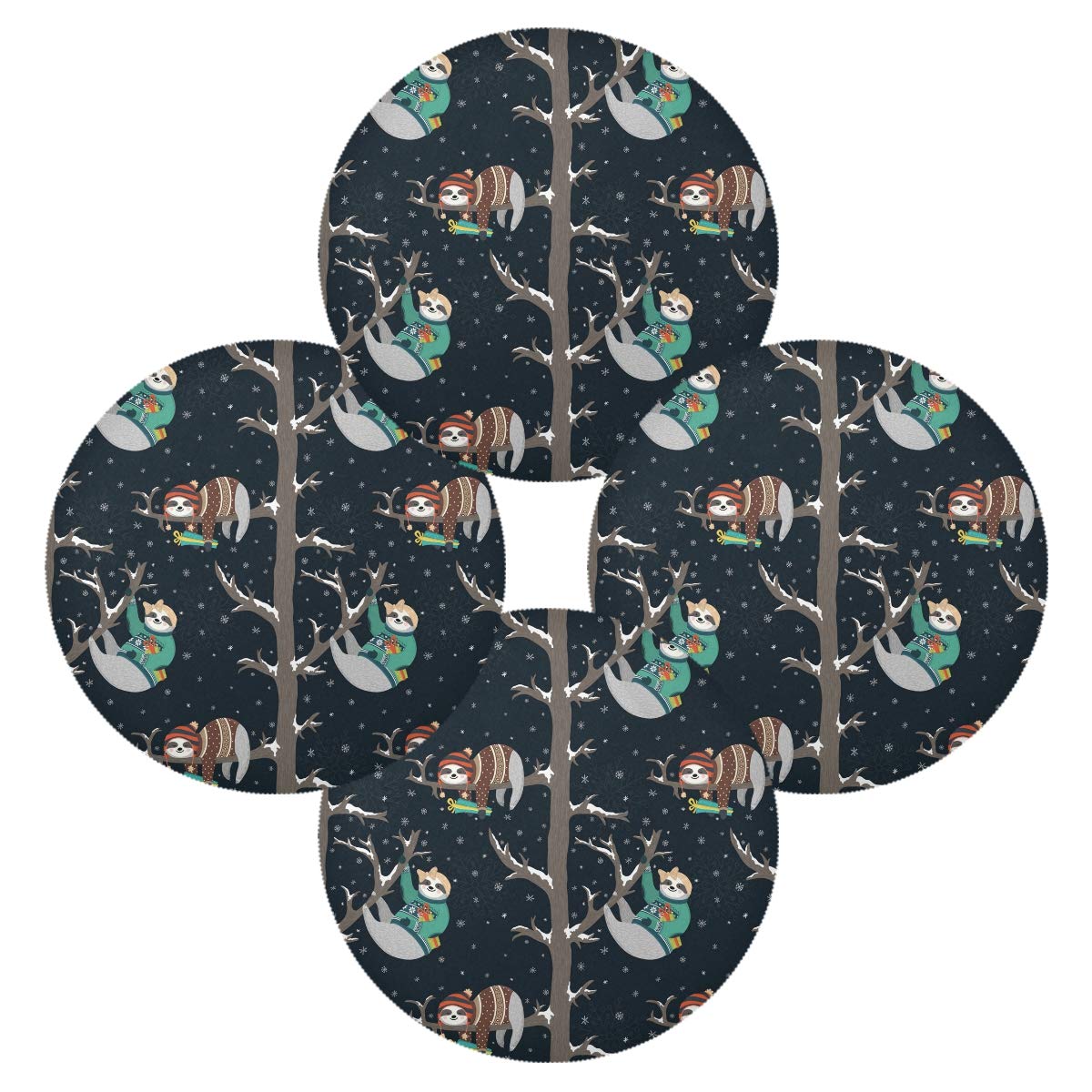 Premium Sloth-Themed Placemats Set - 15.4 Inch Cute Baby Sloths Dining Table Mats for Holiday Decor & Home Decoration - Perfect for Christmas, Thanksgiving, and Family Gatherings