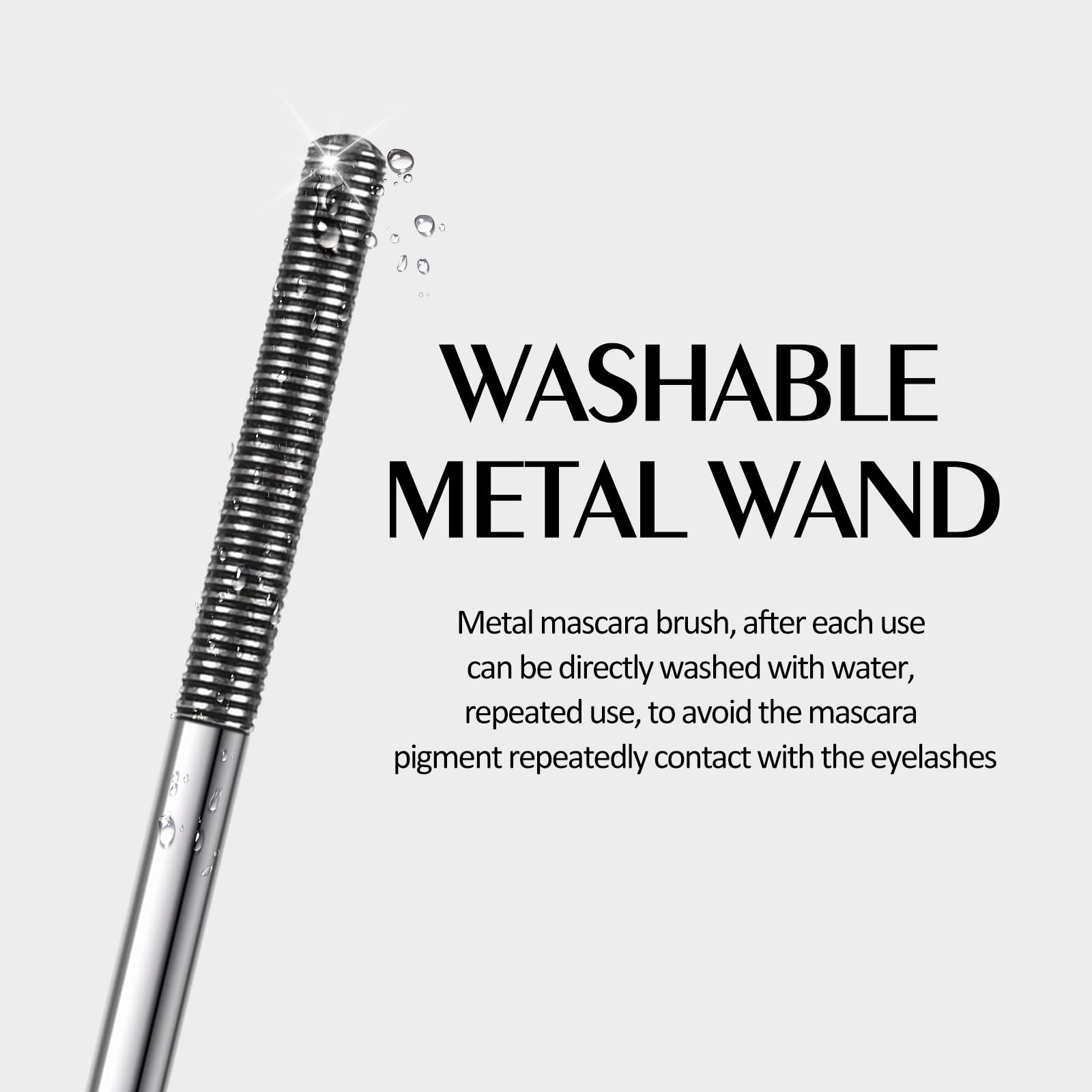 KYDA Black Washable Metal Wand Mascara - Extra Slim for Natural Eyelash Look, Bristle-Free Quick Dry Formula, Long Lasting Makeup | Perfect for Daily Wear, Date Night & Special Occasions
