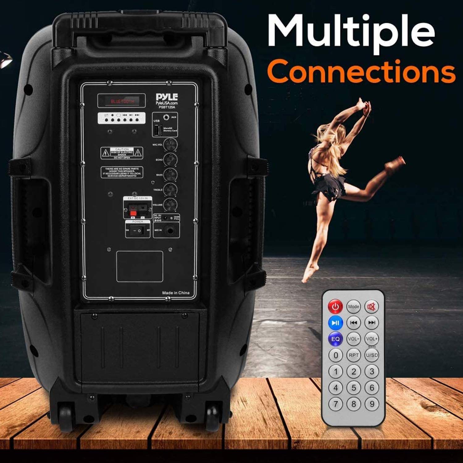 Pyle PSBT125A 1200W Portable Bluetooth PA Speaker with 12