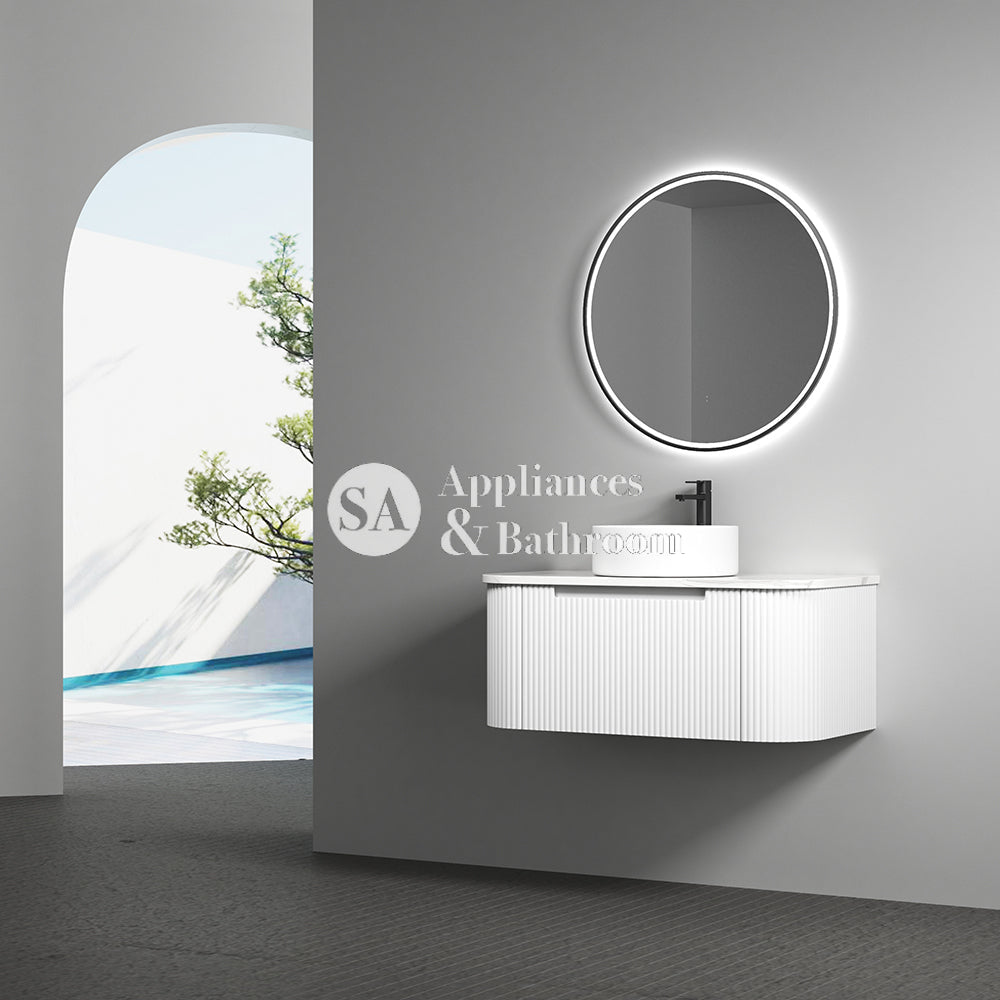 Aulic Windsor Round LED Mirror 900mm Gunmetal - Modern Bathroom Vanity Mirror with Adjustable Lighting for Makeup & Shaving | LMWIN 900 GM