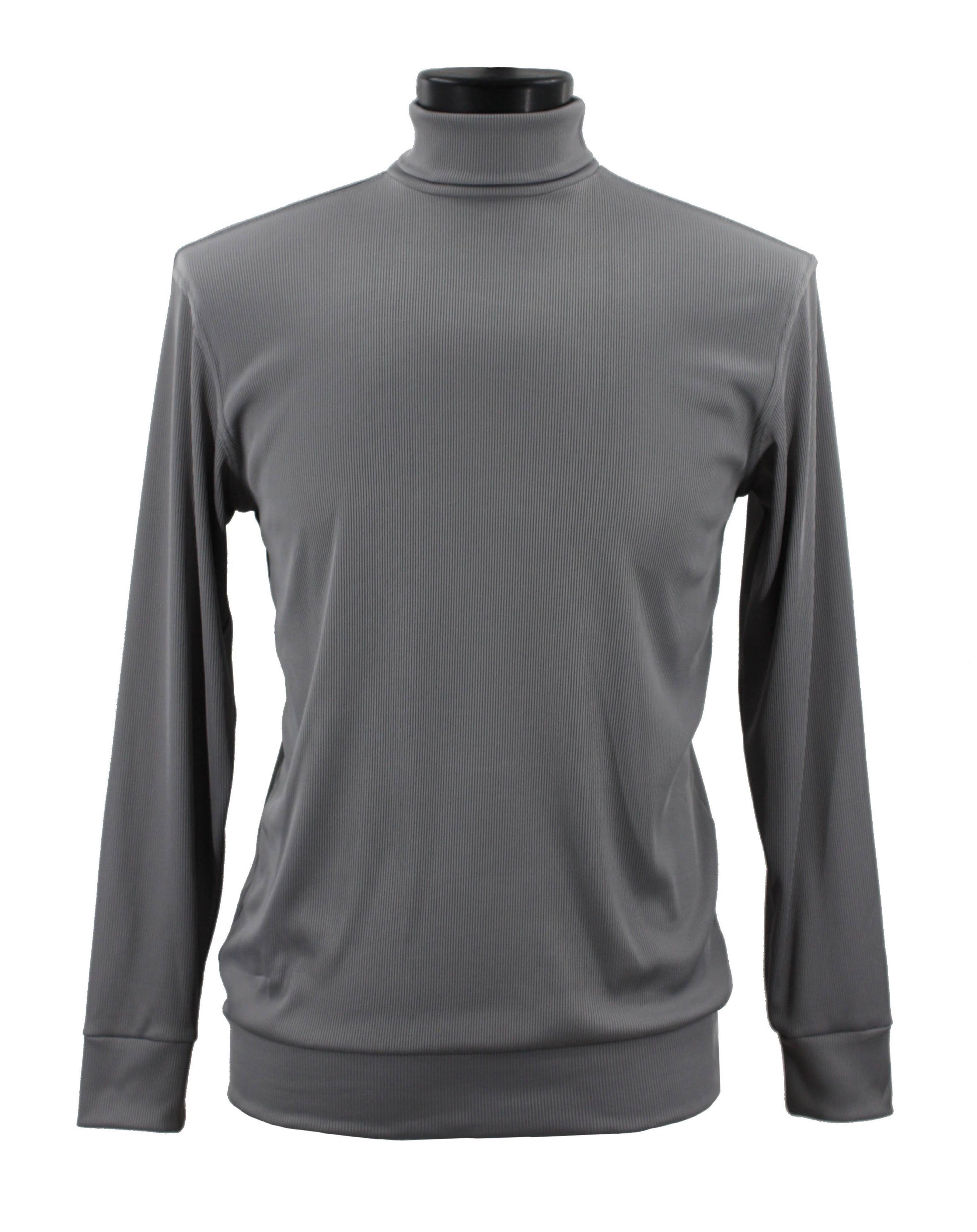 Bassiri Long Sleeve Turtleneck T-Shirt for Men - Soft Cotton Grey Casual Shirt - Perfect for Layering, Office Wear & Winter Outfits