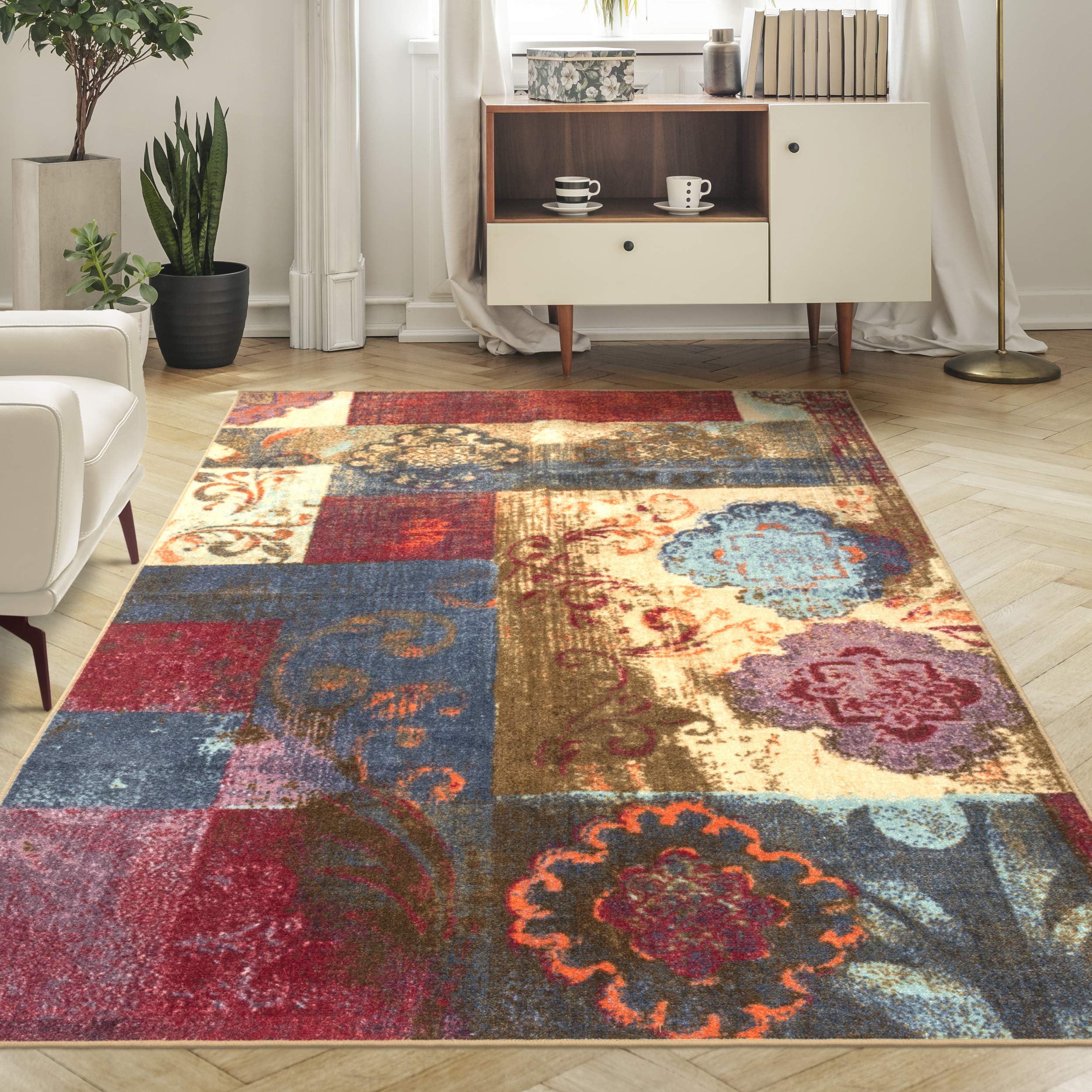 Non-Slip Washable Dalston Rug 8' x 10' - Digital Printed Modern Area Rug for Living Room, Bedroom, Dining Room - Soft & Durable Home Decor Floor Mat