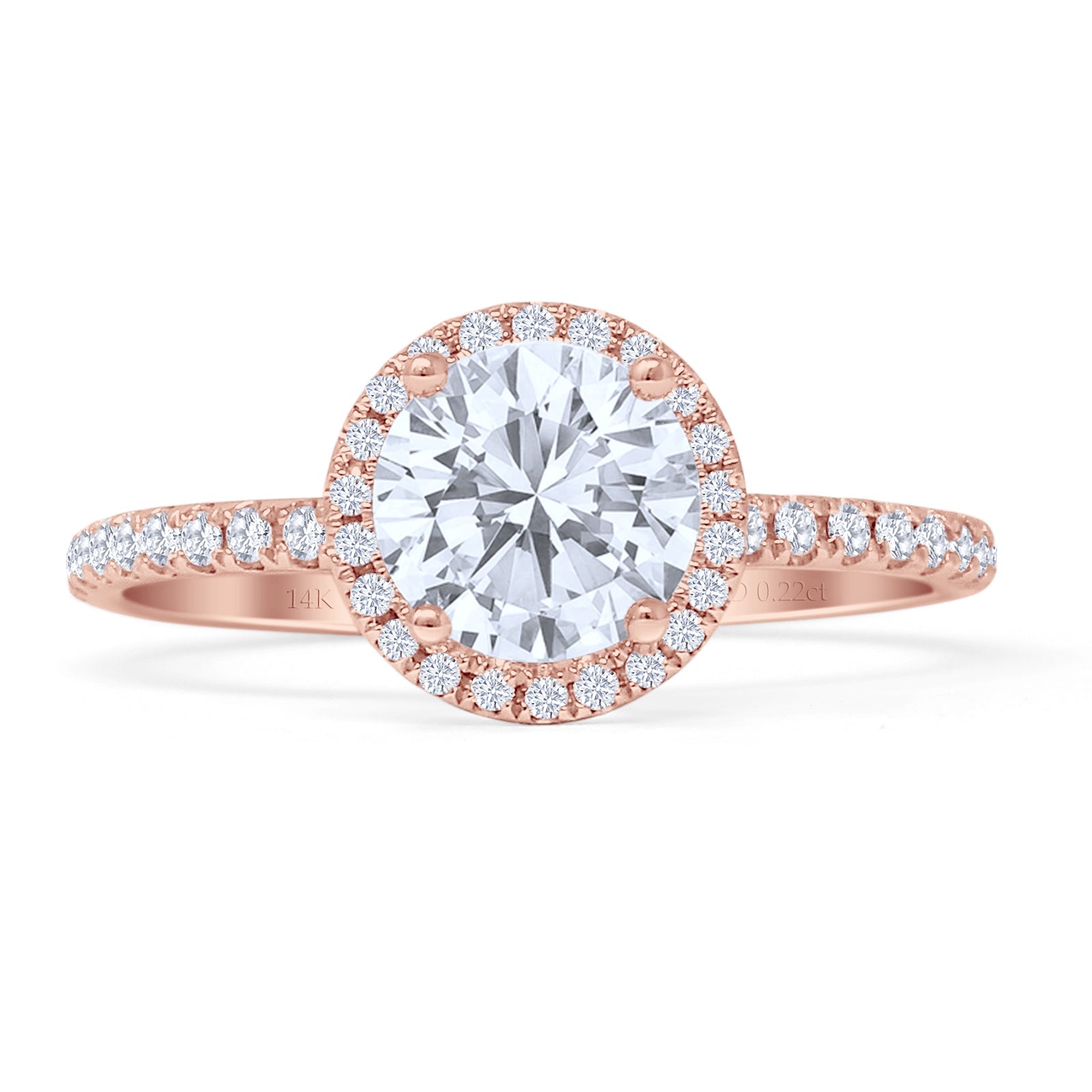 14K Rose Gold Round Halo Moissanite Diamond Engagement Ring for Women - Perfect for Proposals, Weddings & Anniversary Gifts